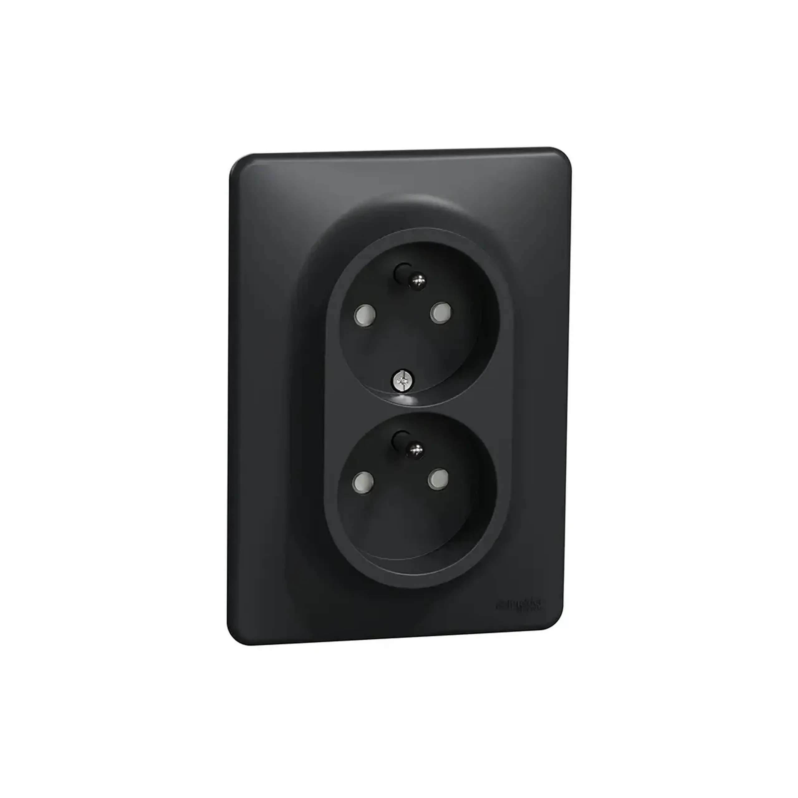 Priză dublă cu obturator și pin SEDNA NEW 16 A 220 - 240 V antracit Schneider-Electric