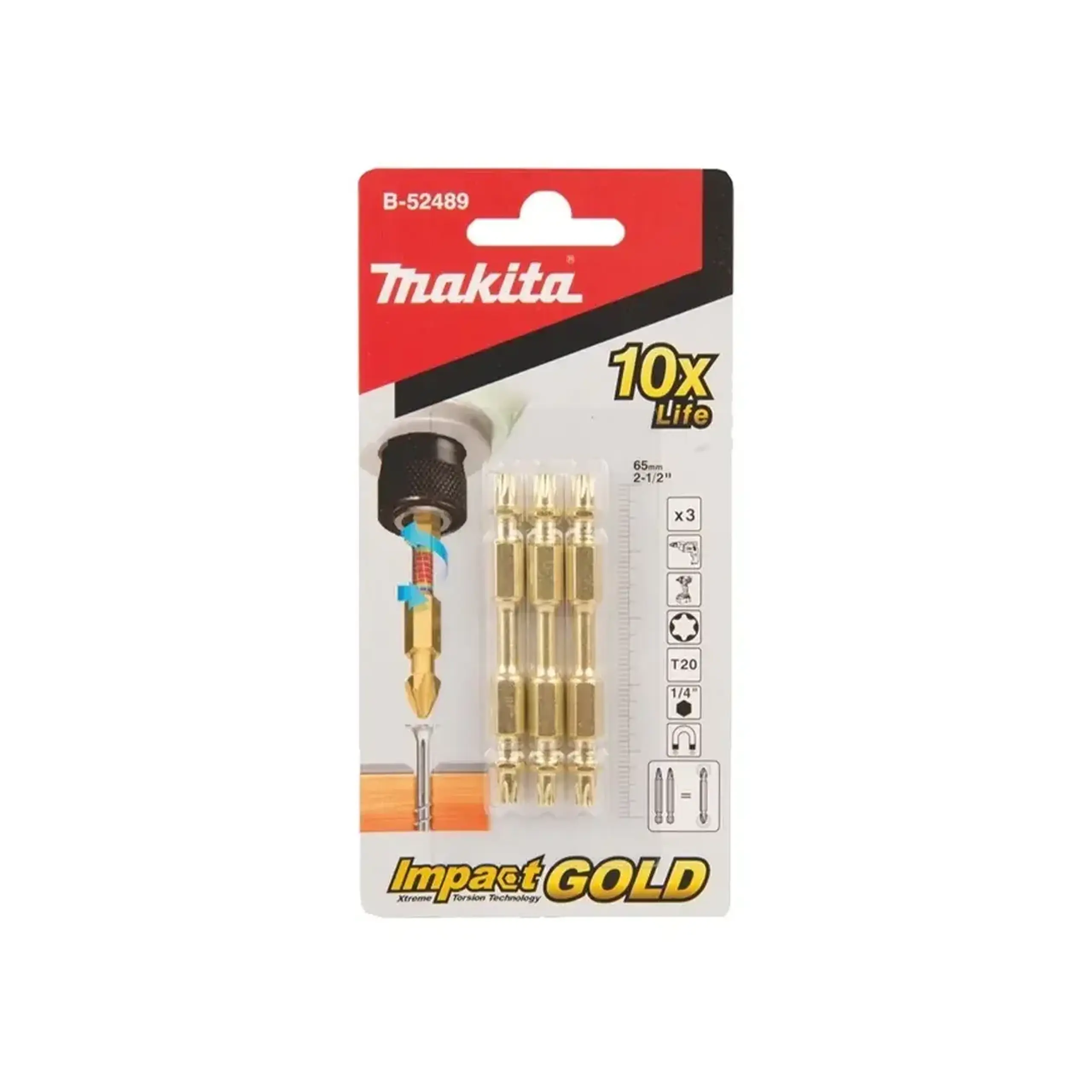 Set biți dubli 3 buc. Impact Gold T20 1/4" 65 mm Makita