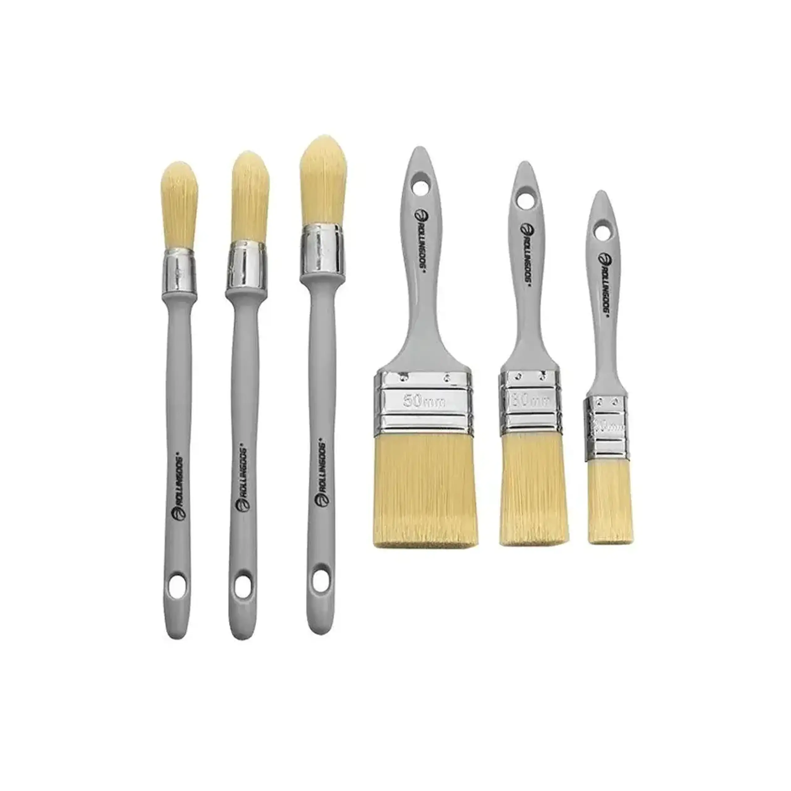 Set pensule cu mâner din plastic 6 buc. 15/18/21/20/30/50 mm Rollingdog