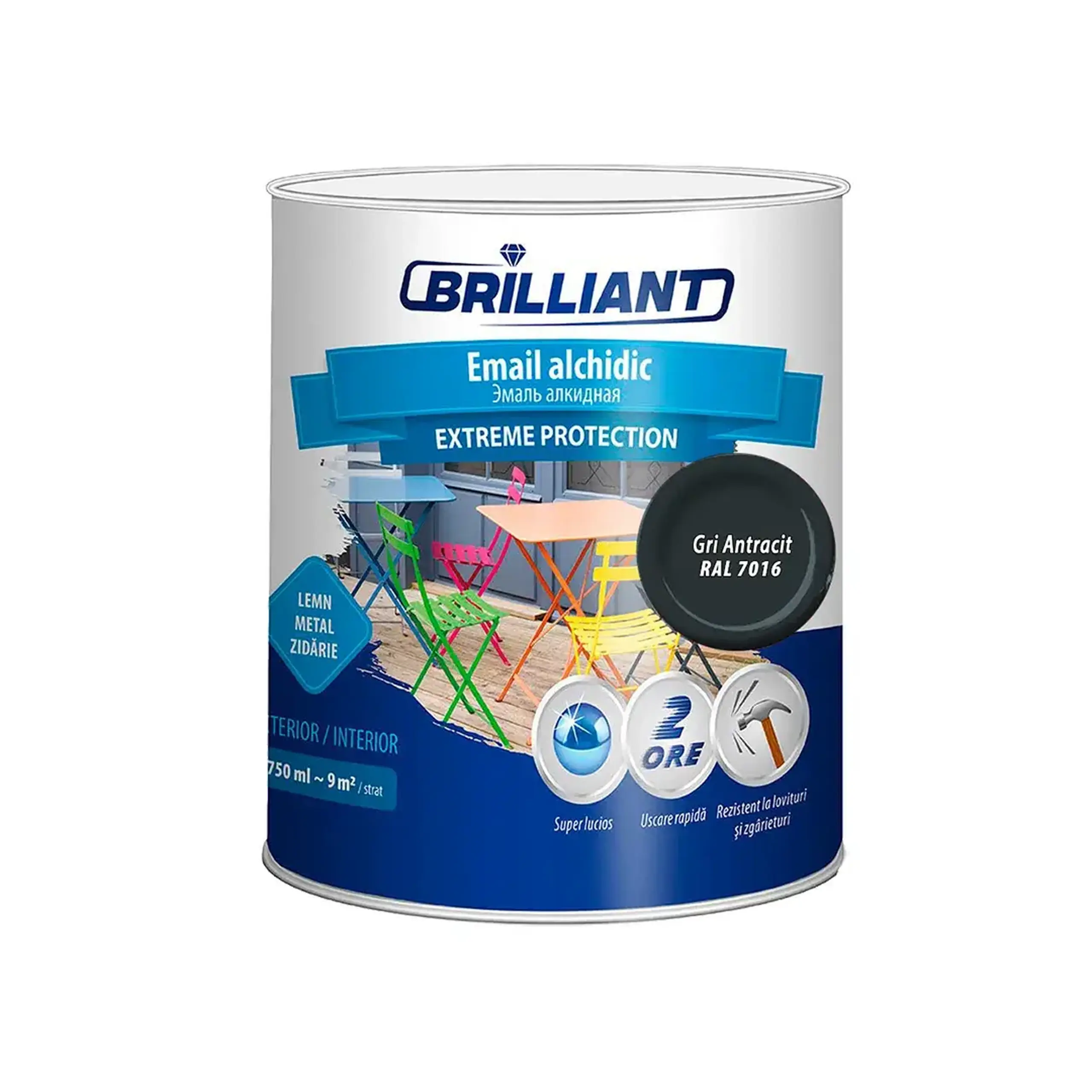Email alchidic EXTREME PROTECTION Antracit 0.75 l Brilliant