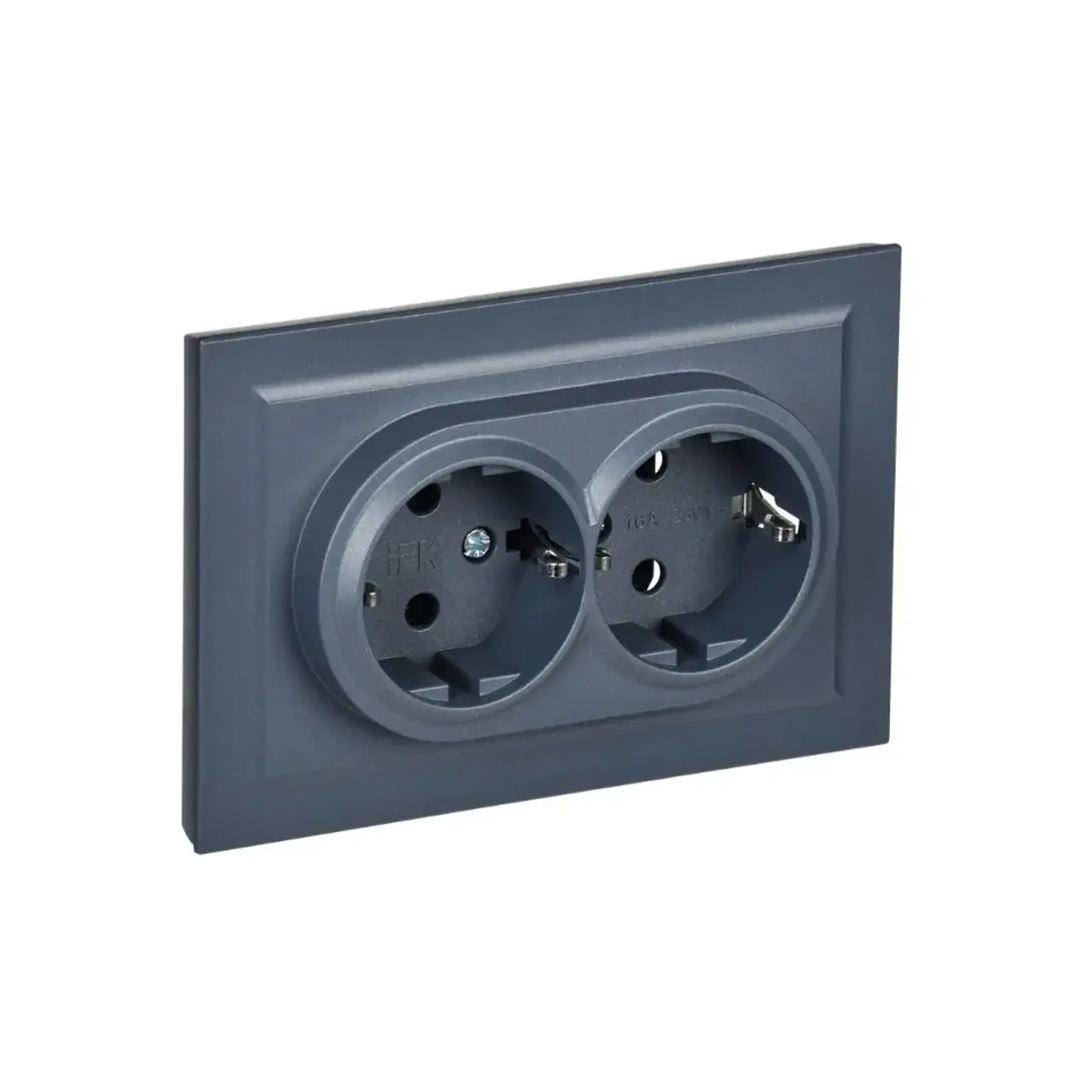 Priză dublă cu împământare BRITE 16 A 220 - 240 V Alb IEK - Culoare Marengo