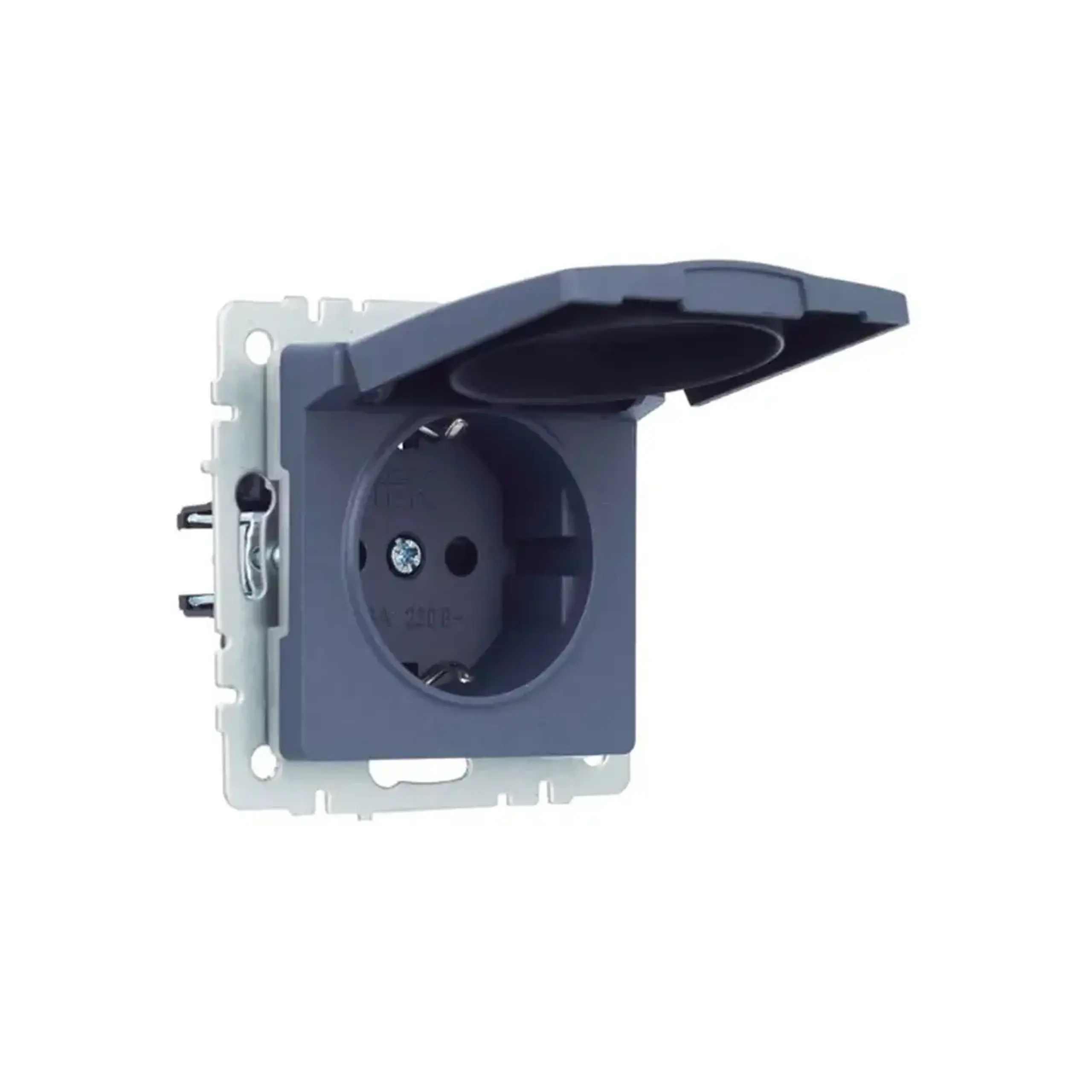 Priză cu obturator și capac BRITE 16 A 220 - 240 V Alb IEK - Culoare Marengo