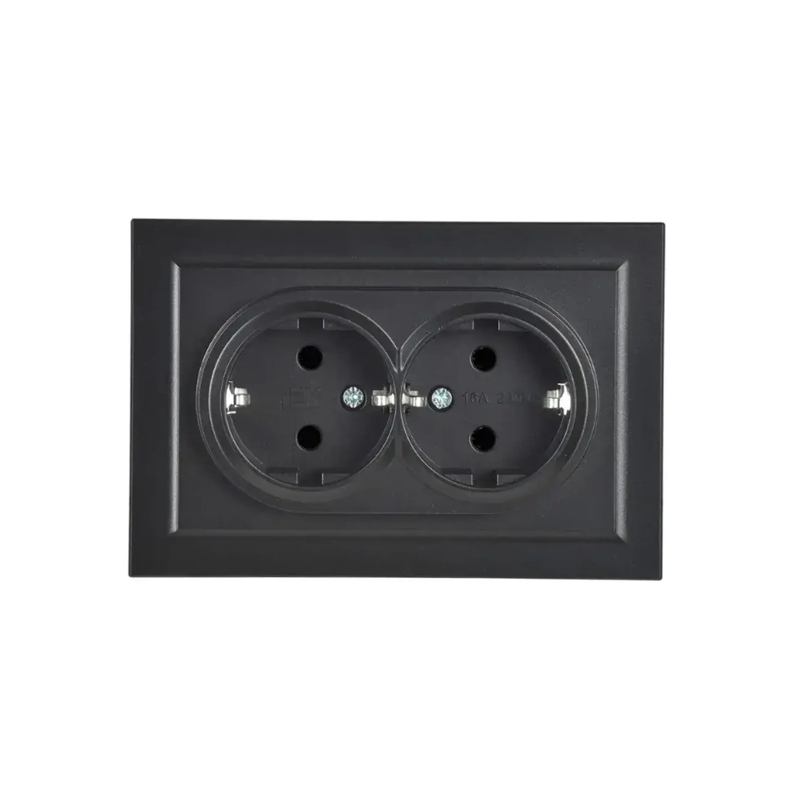 Priză dublă cu împământare BRITE 16 A 220 - 240 V Alb IEK - Culoare Negru