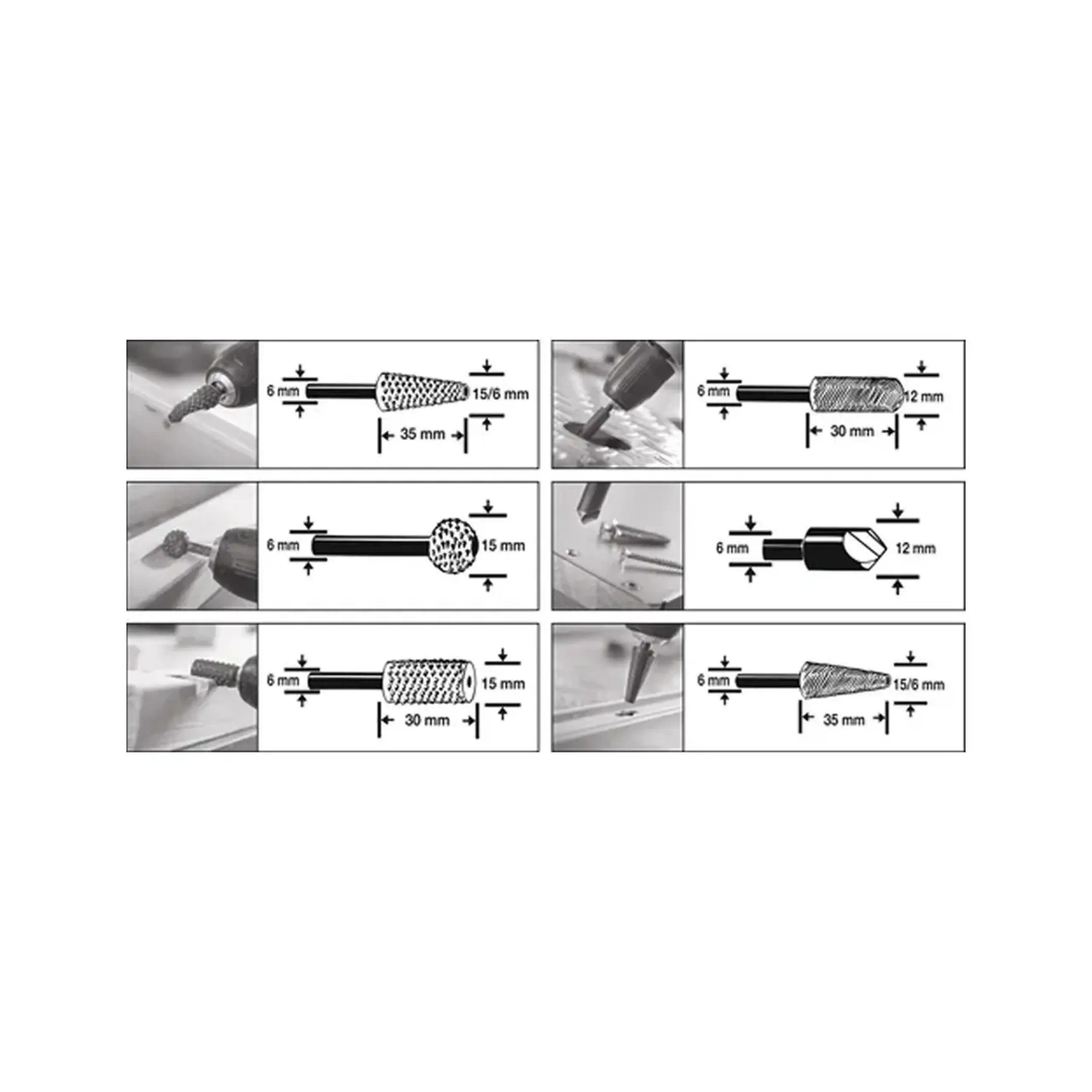Set freze 6 buc. pentru metal/lemn 6 - 15 mm Cilindric Yato