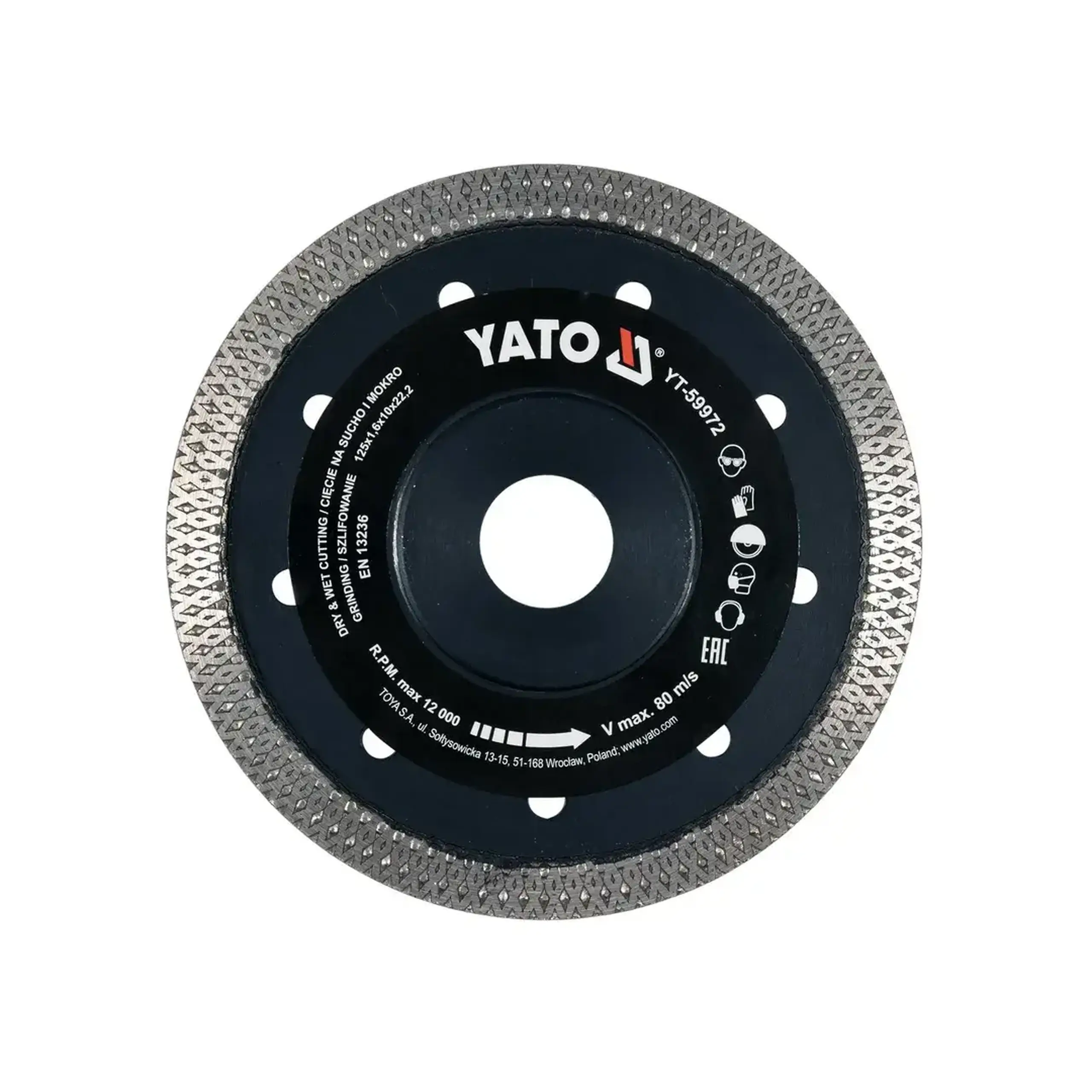 Disc diamantat pentru gresie 125 * 22.2 mm Yato - Diametru 125 *