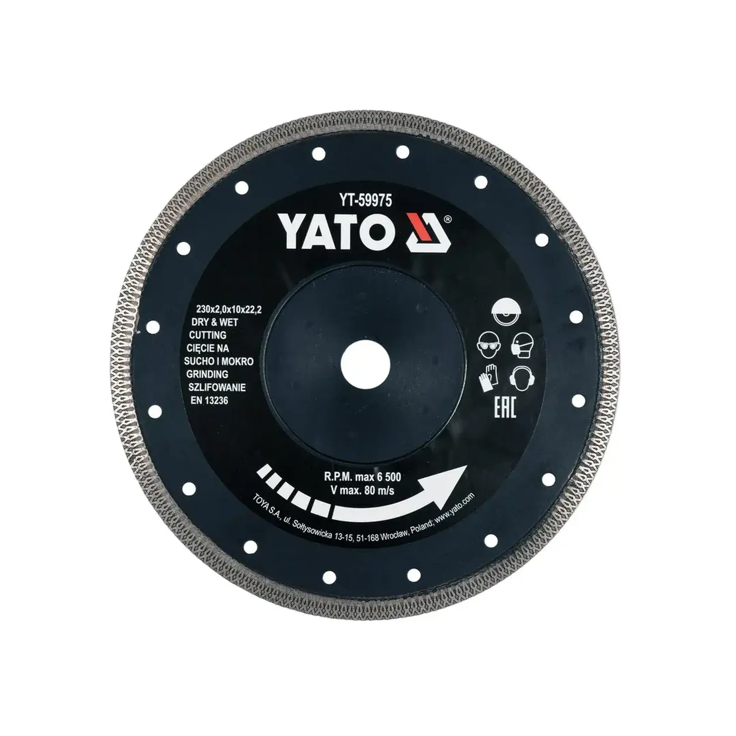 Disc diamantat pentru gresie 125 * 22.2 mm Yato - Diametru 230 *