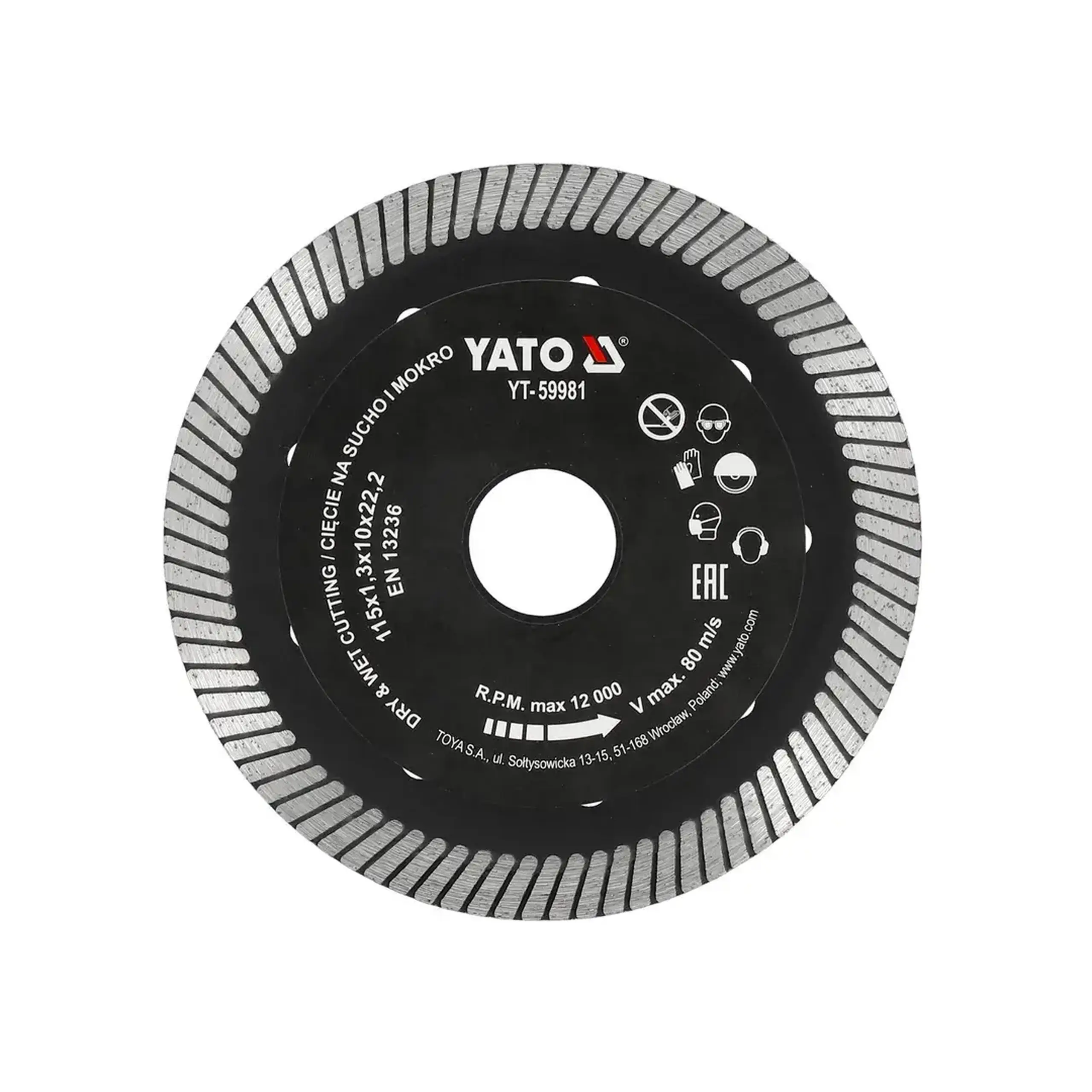Disc diamantat pentru gresie TURBO 115 * 22.2 mm Yato