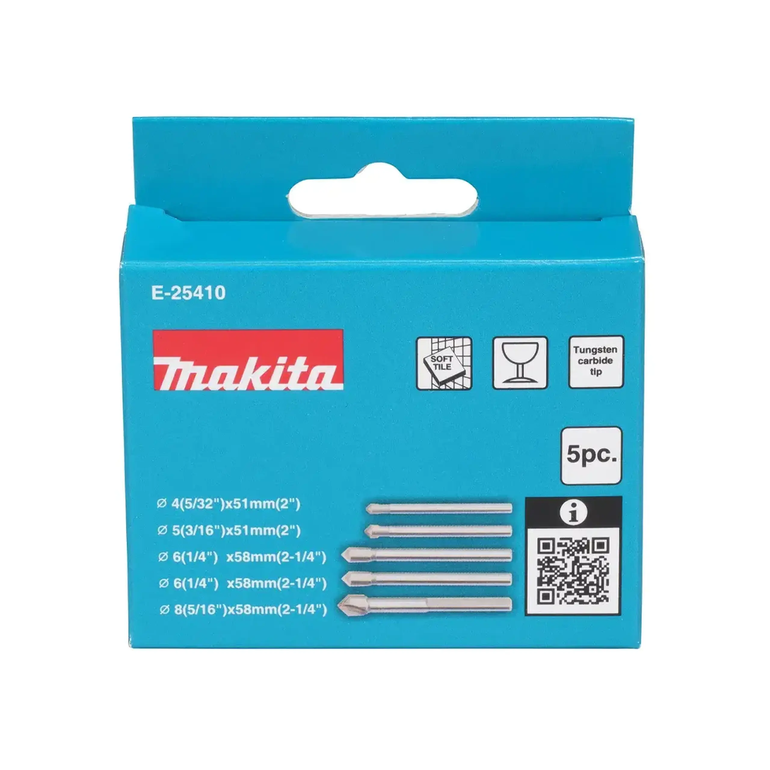 Set burghie 5 buc. pentru sticlă/ceramică 4 - 8 mm Oțel Cilindric Makita