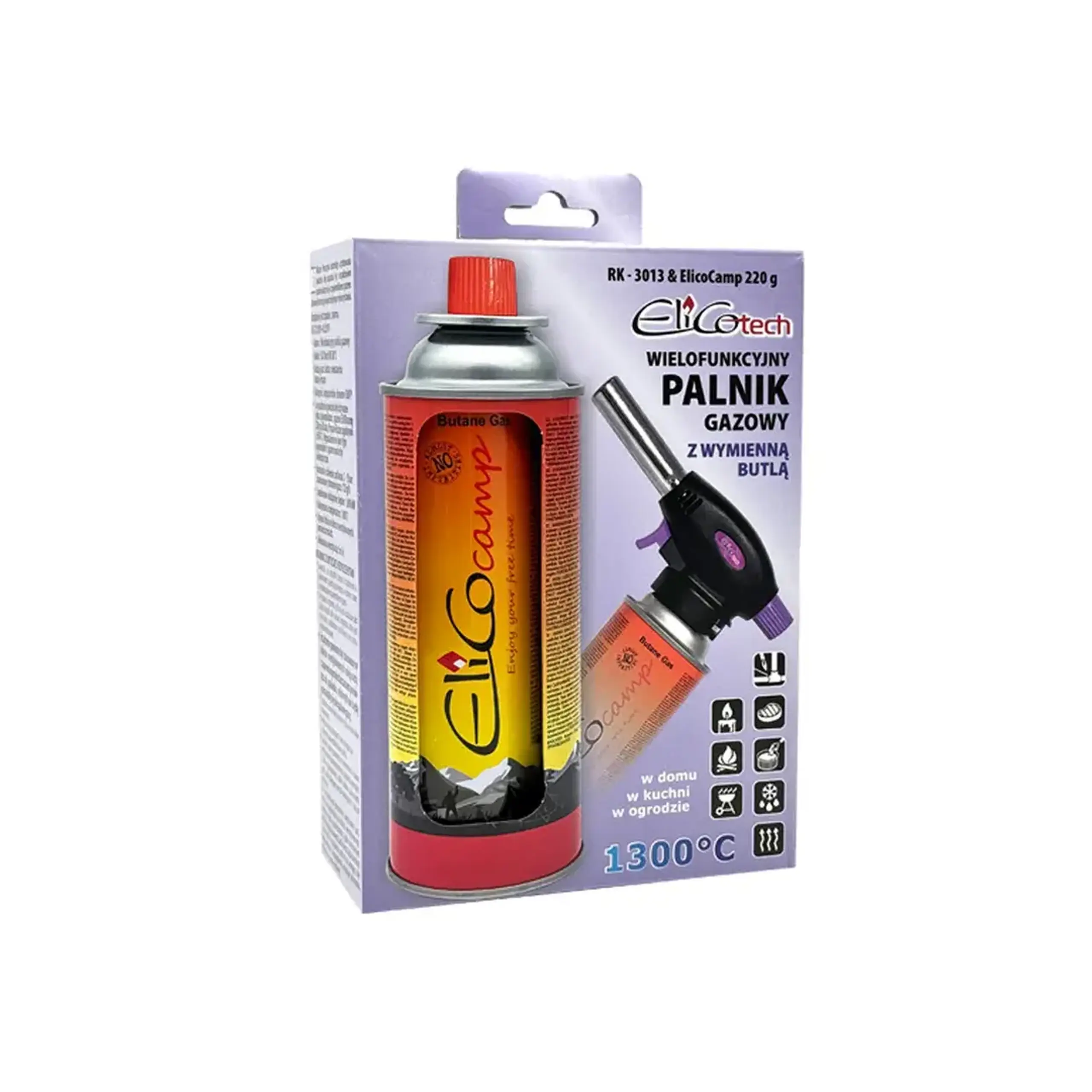 Set arzător multifuncțional RK-3013D + Gaz 122.4 g/h 220 g ElicoTech
