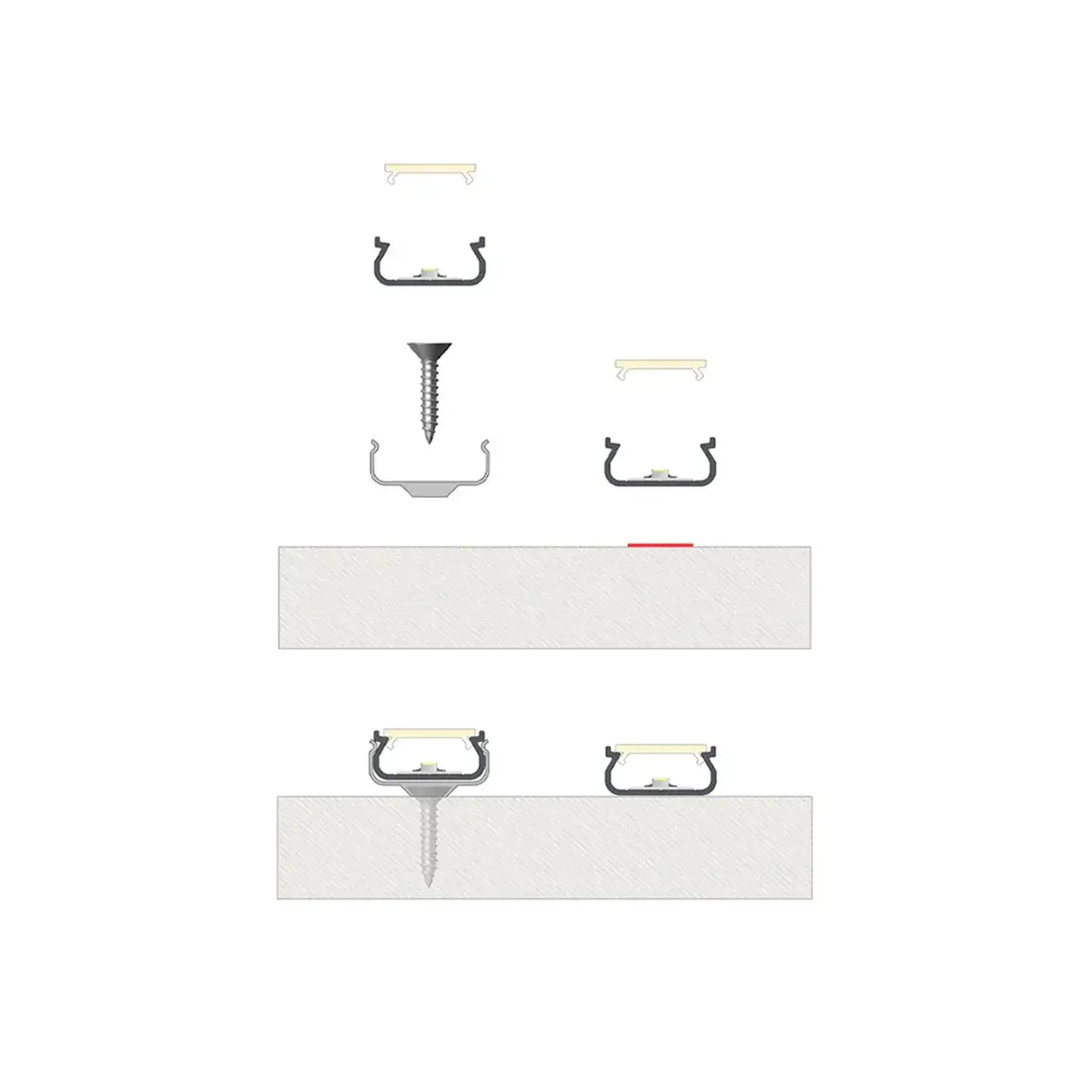 Profil din aluminiu cu dispersor TEKKNI ORRE 2020 x 16 x 7.2 mm Lumines