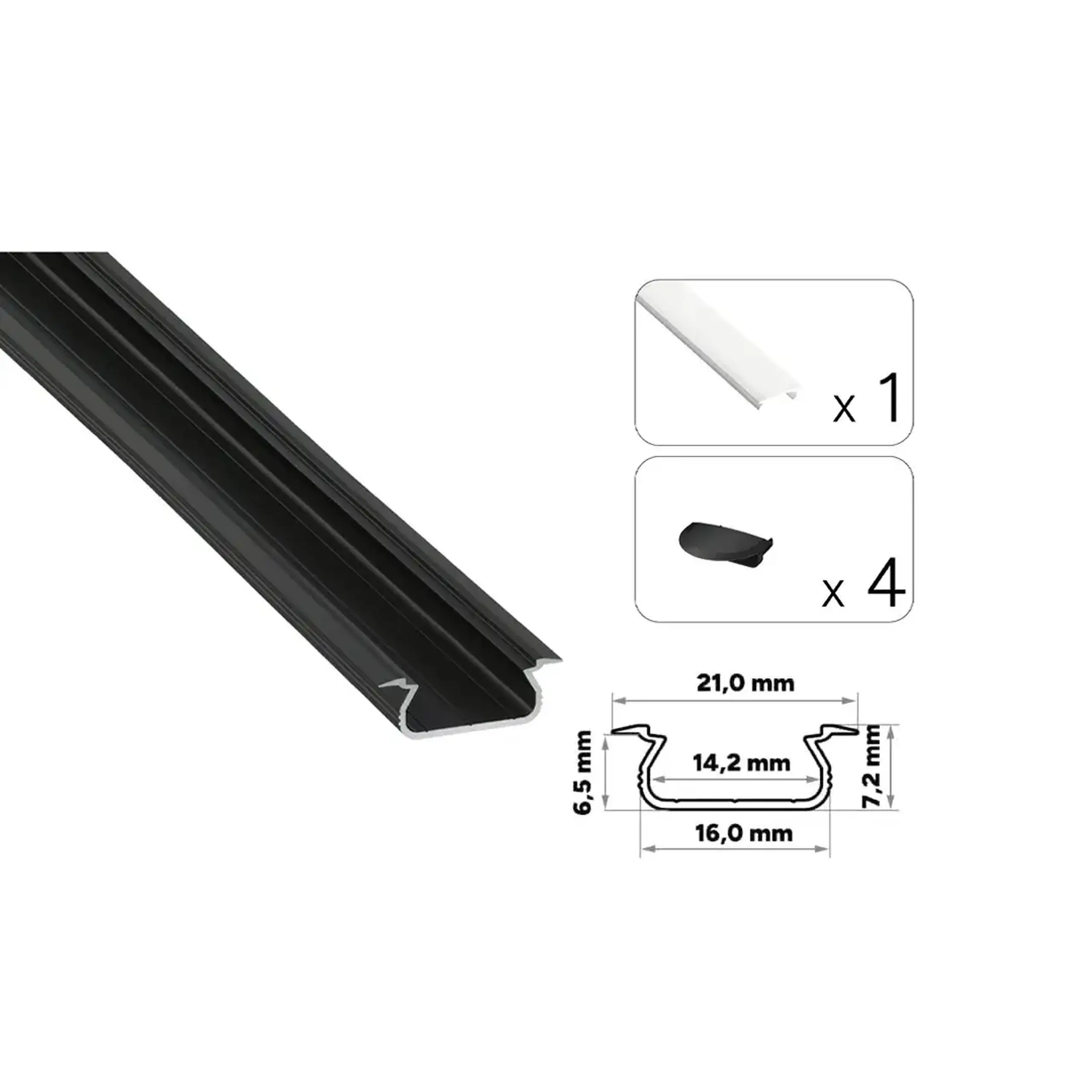 Profil din aluminiu cu dispersor TEKKNI SELDE 2020 x 21 x 7.2 mm Lumines