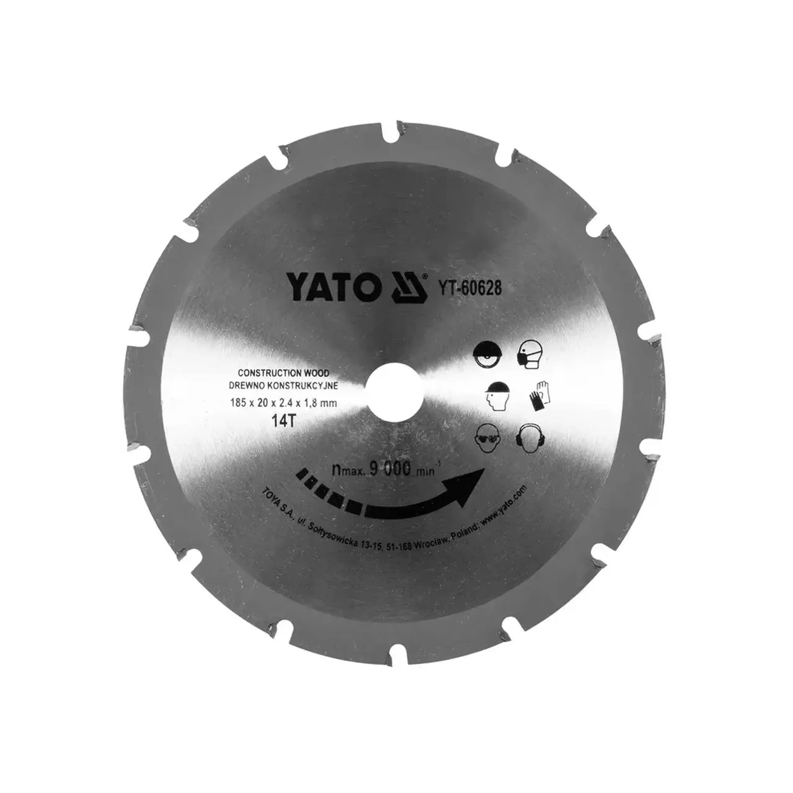 Disc de tăiat lemn 185 * 20 mm Yato - 185 * 14
