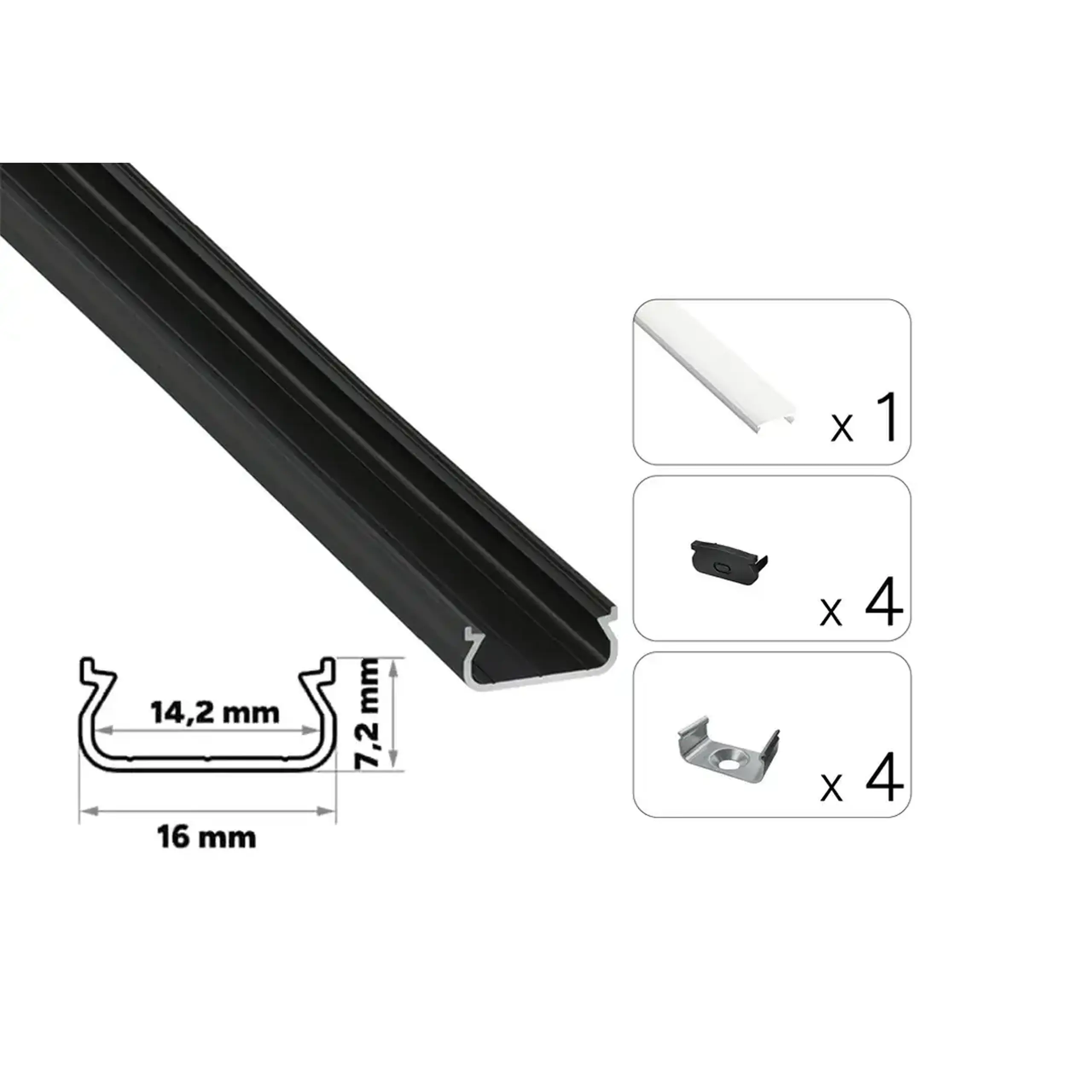 Profil din aluminiu cu dispersor TEKKNI ORRE 3000 x 16 x 7.2 mm Lumines