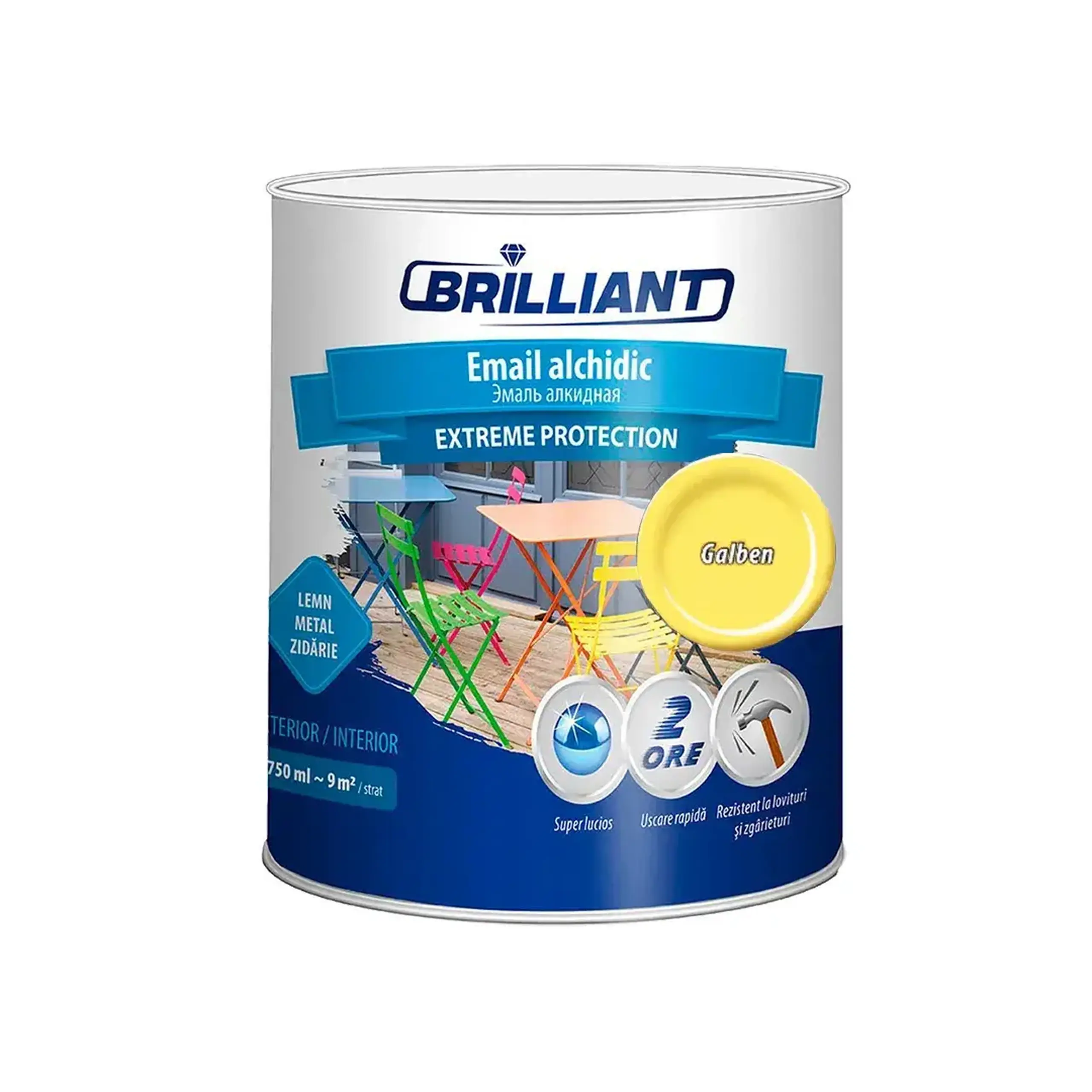 Email alchidic EXTREME PROTECTION Galben 0.75 l Brilliant