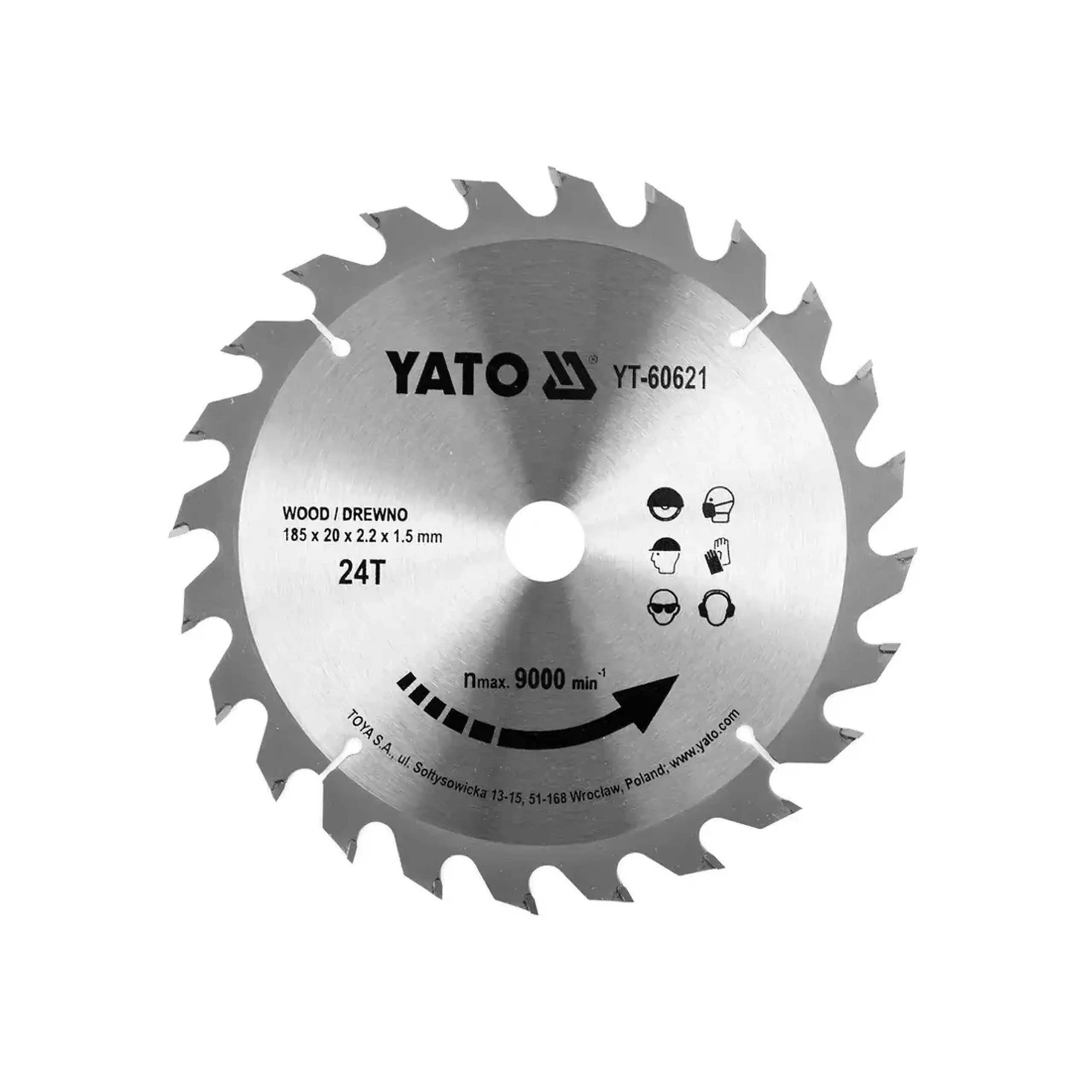 Disc de tăiat lemn 185 * 20 mm Yato - 185 * 24