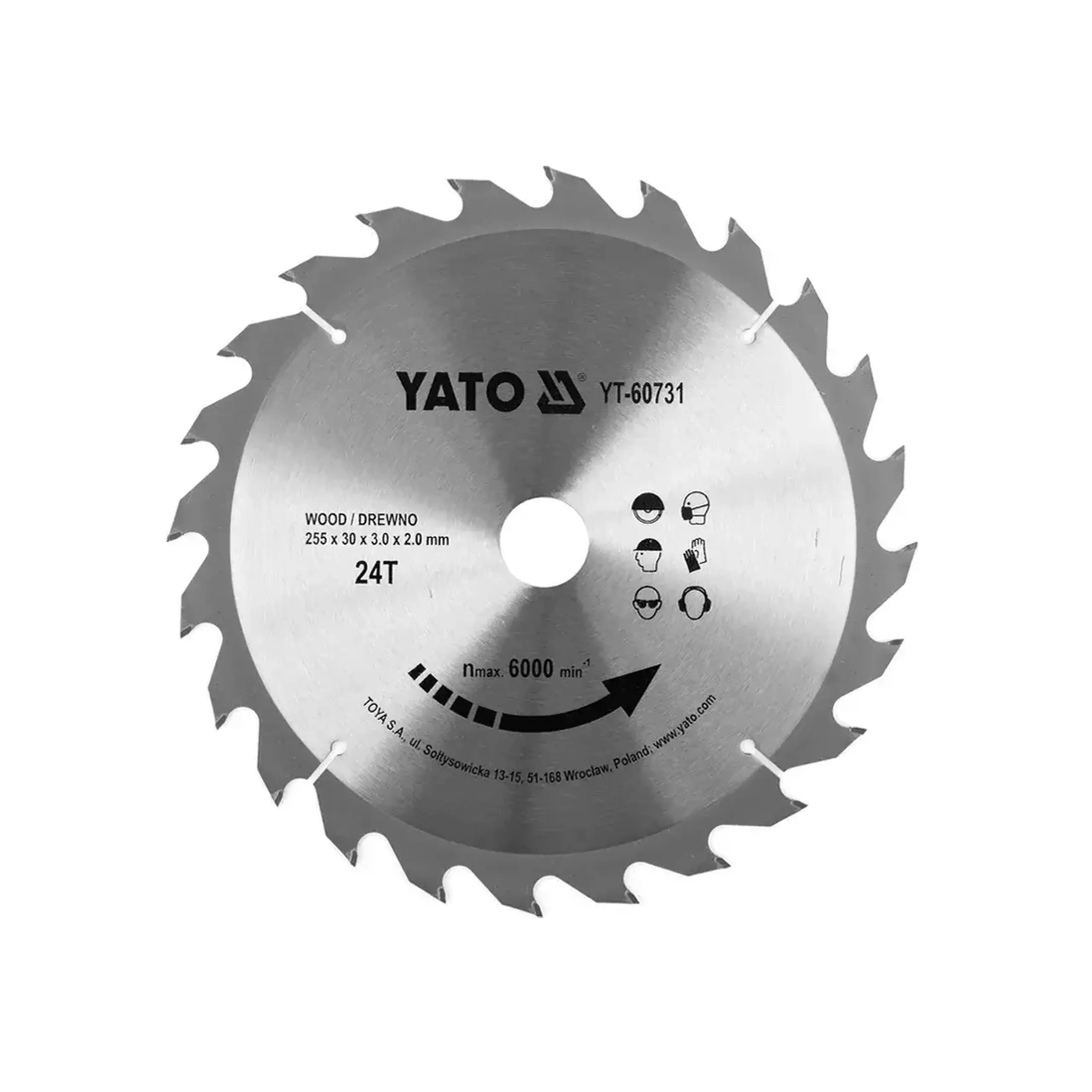 Disc de tăiat lemn 185 * 20 mm Yato - 255 * 24