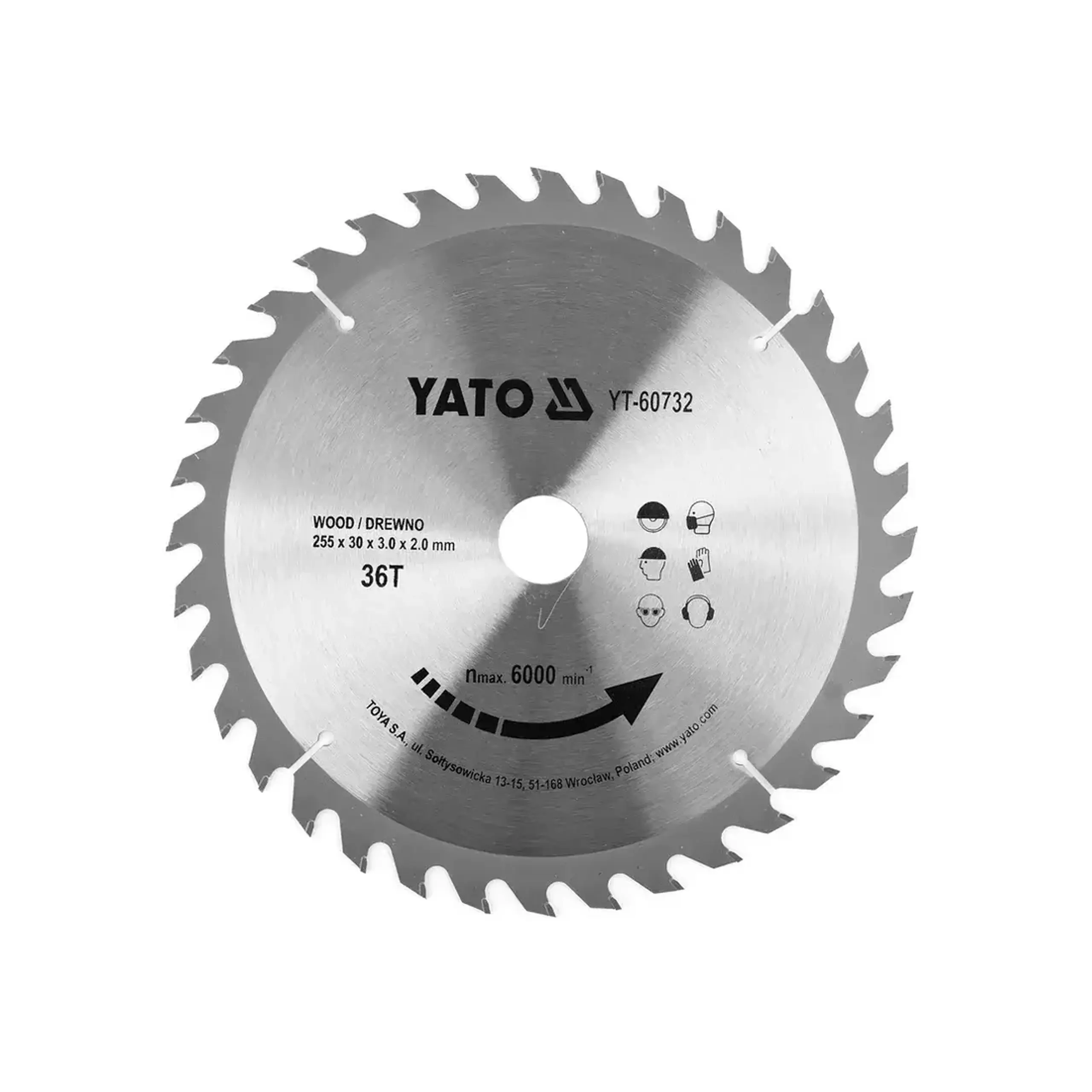 Disc de tăiat lemn 185 * 20 mm Yato - 255 * 36