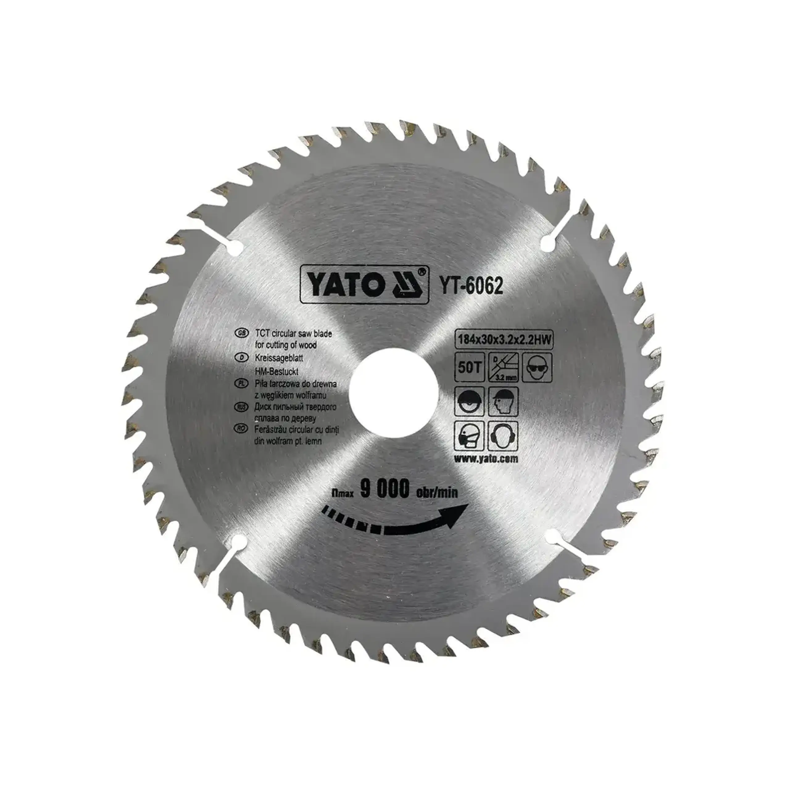 Disc de tăiat lemn 185 * 20 mm Yato - 184 * 50