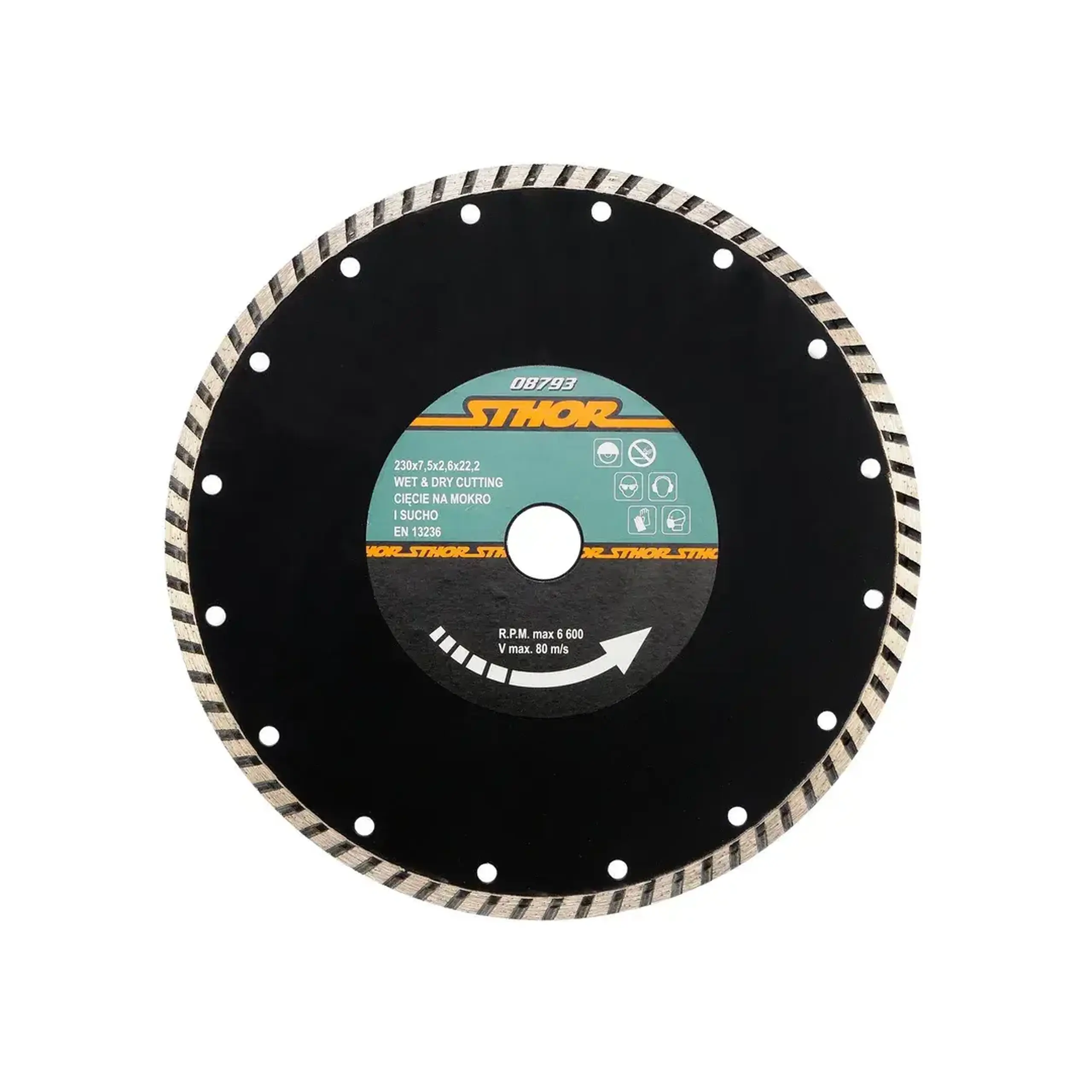 Disc diamantat pentru beton TURBO 125 * 22.2 mm Sthor - Diametru 230 *