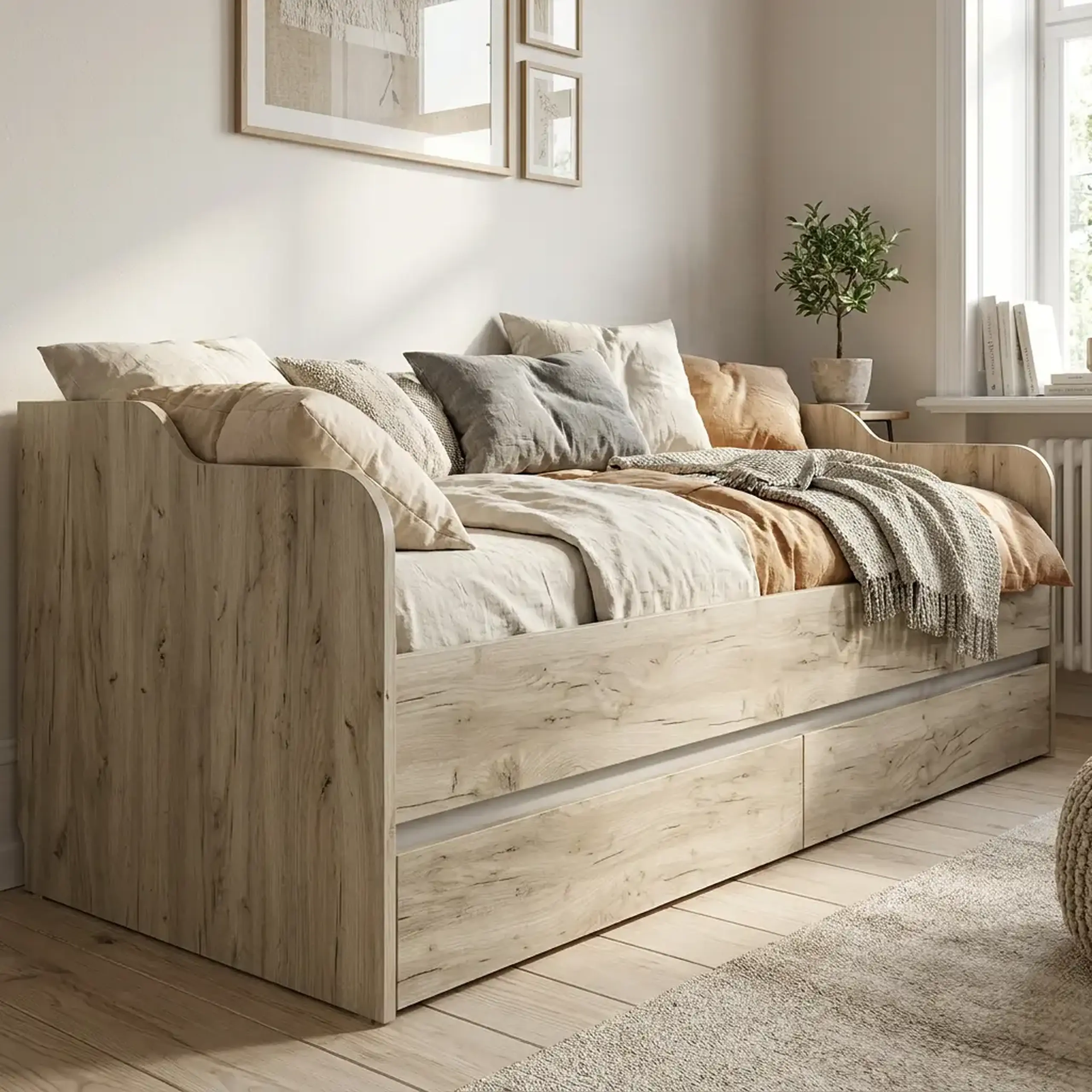 Pat 4home Ideea 200x90 cm, Stejar Kraft Gri/Satin