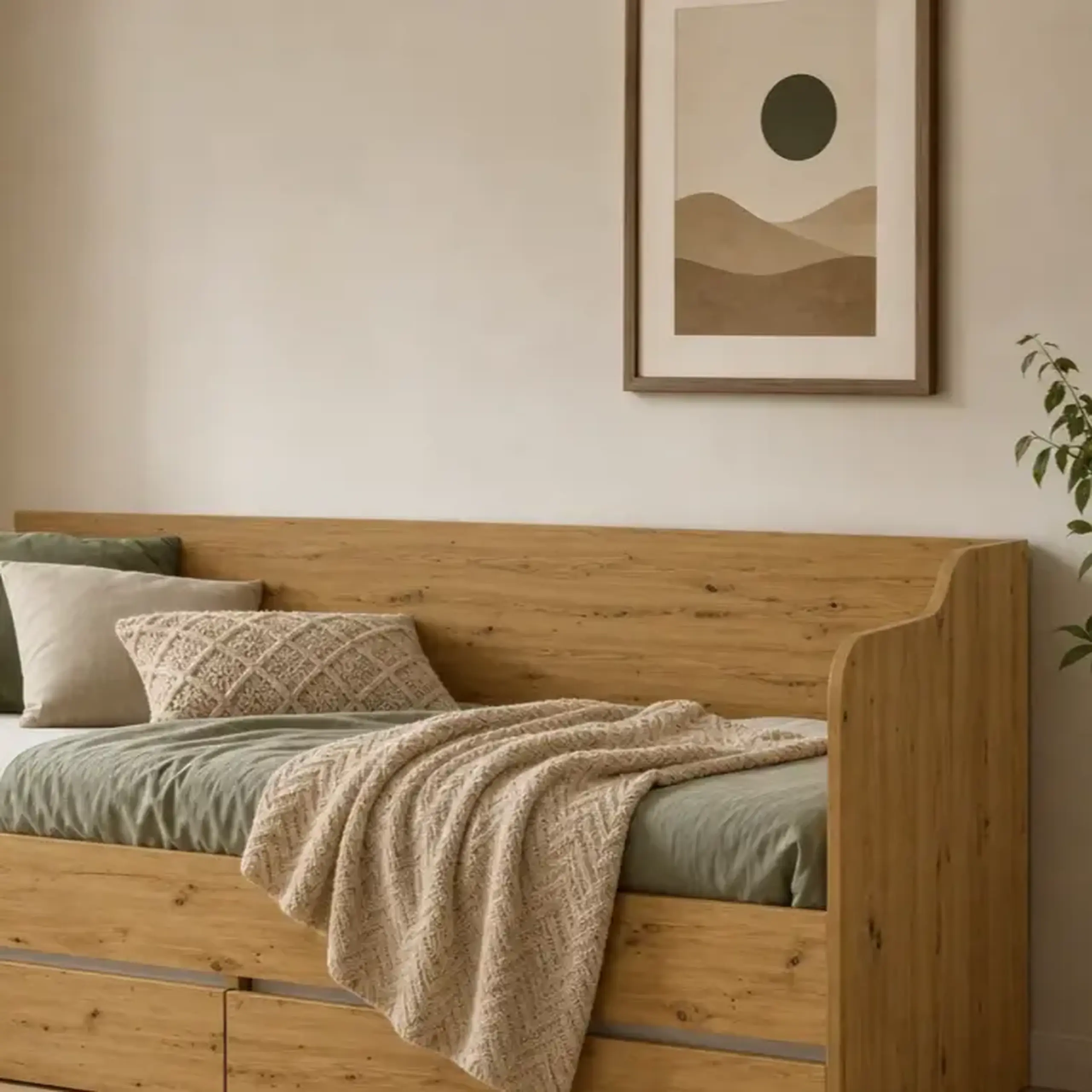 Pat 4home Ideea 200x90 cm, Stejar Artizanal/Nimfea Alba