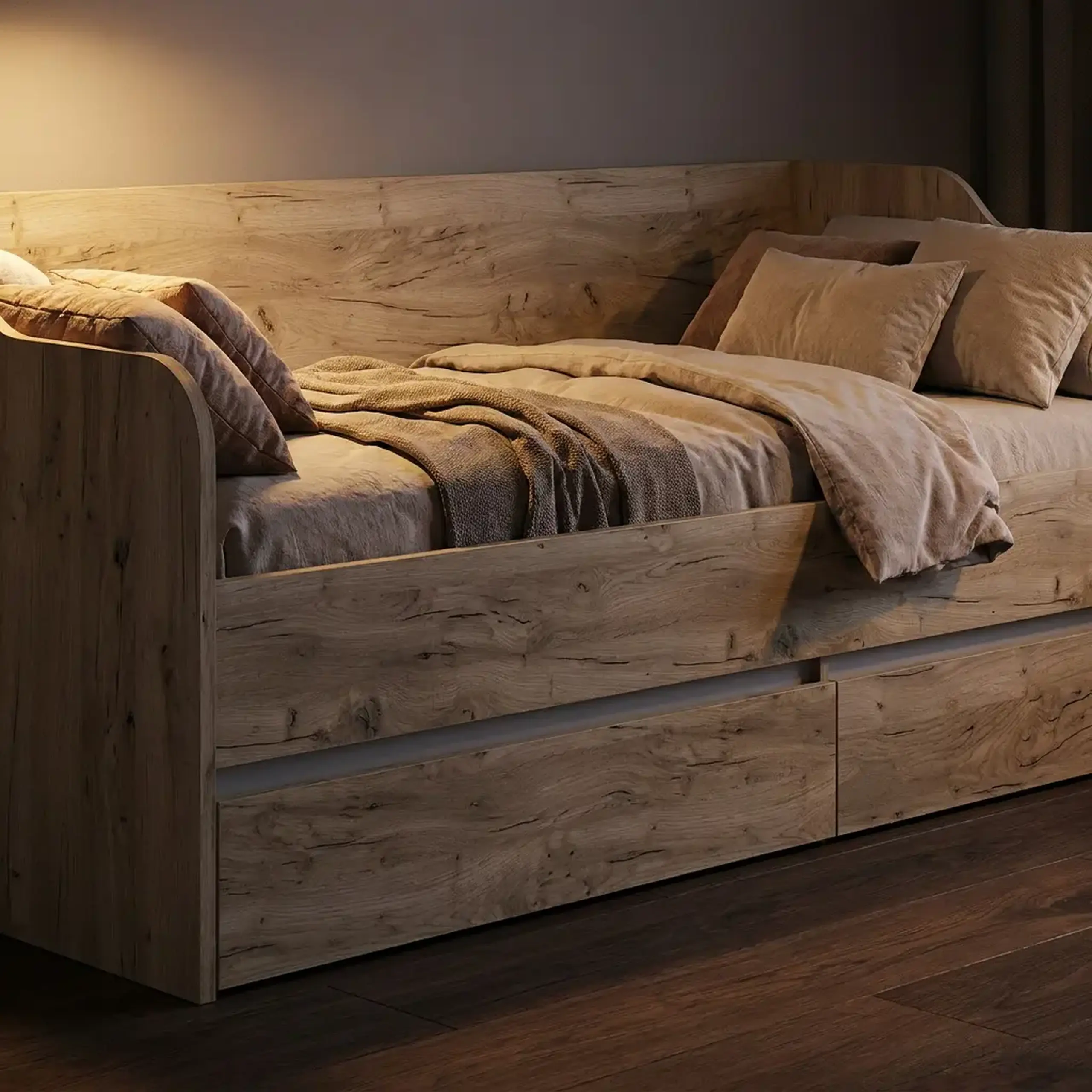 Pat 4home Ideea 200x90 cm, Stejar Kraft Gri/Satin