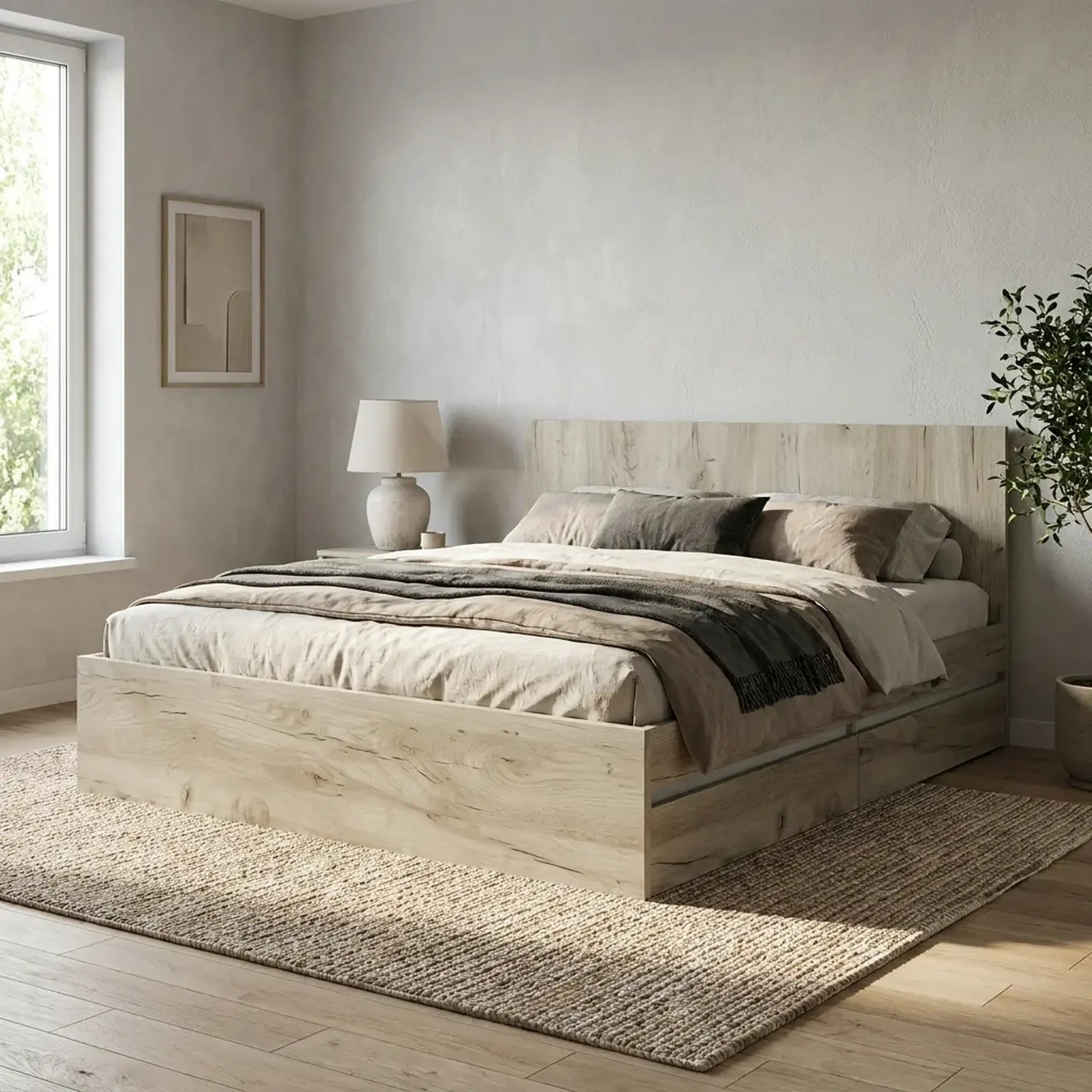 Pat 4home Ideea 2S, 160x200 cm, Stejar Kraft Gri/Satin