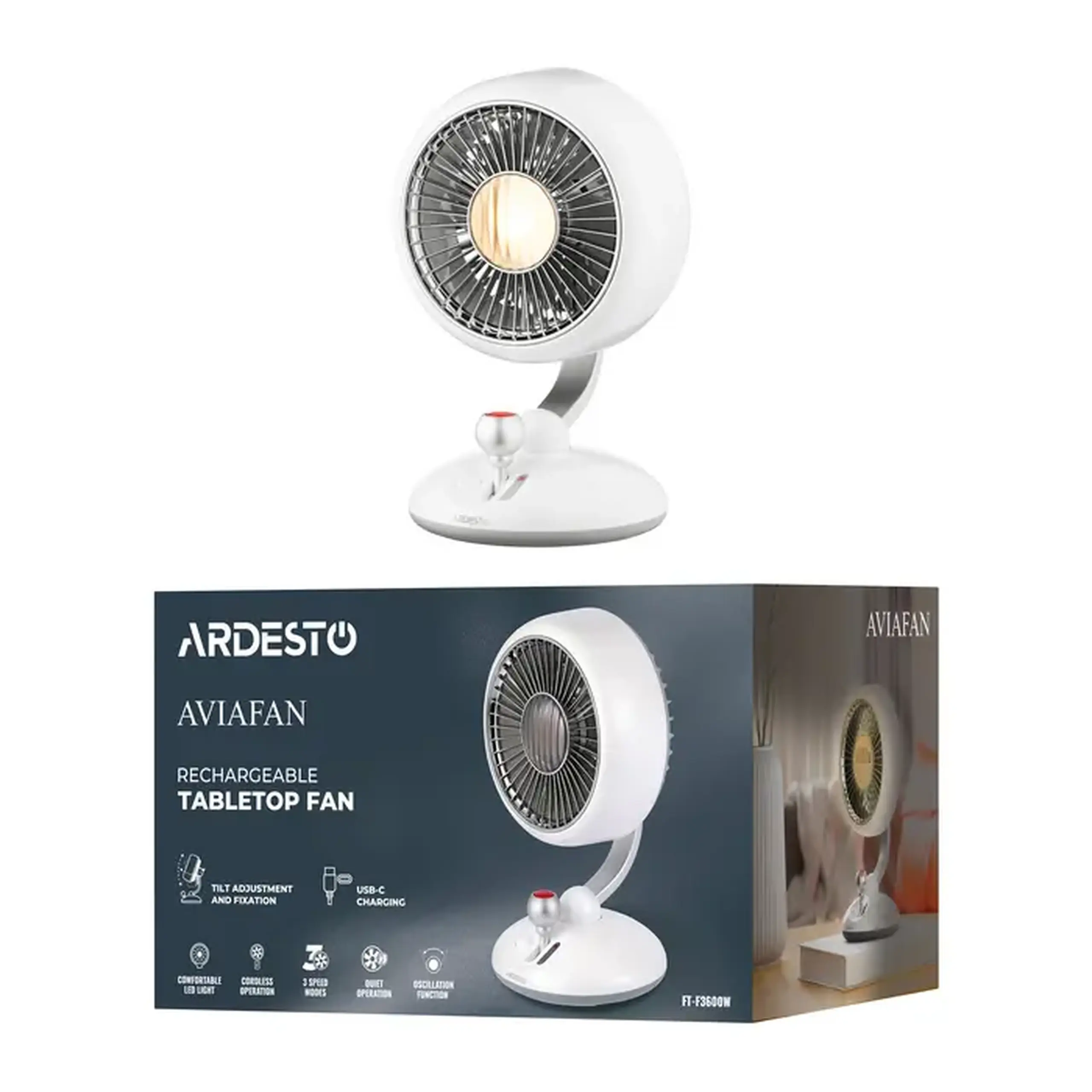 Ventilator Ardesto FT-F3600W, Alb