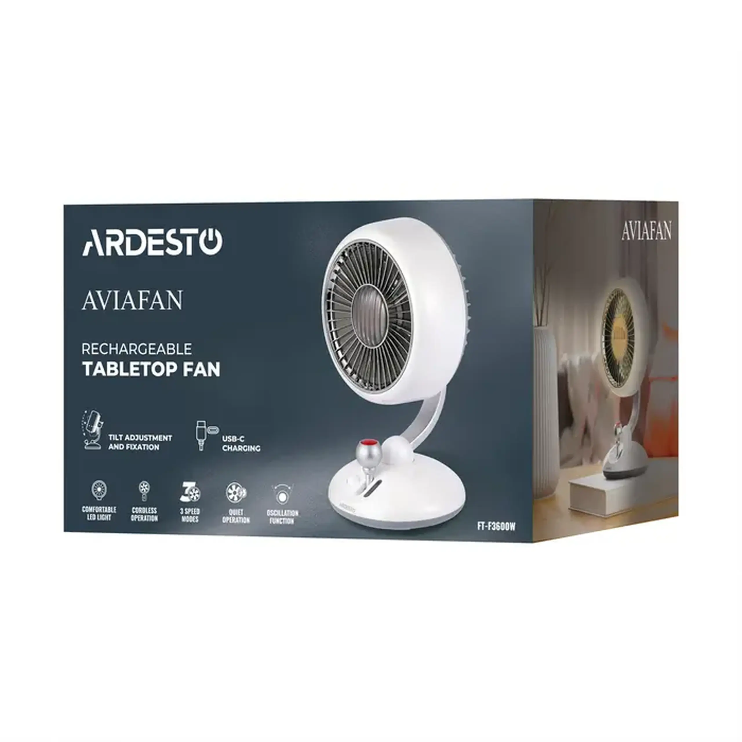 Ventilator Ardesto FT-F3600W, Alb