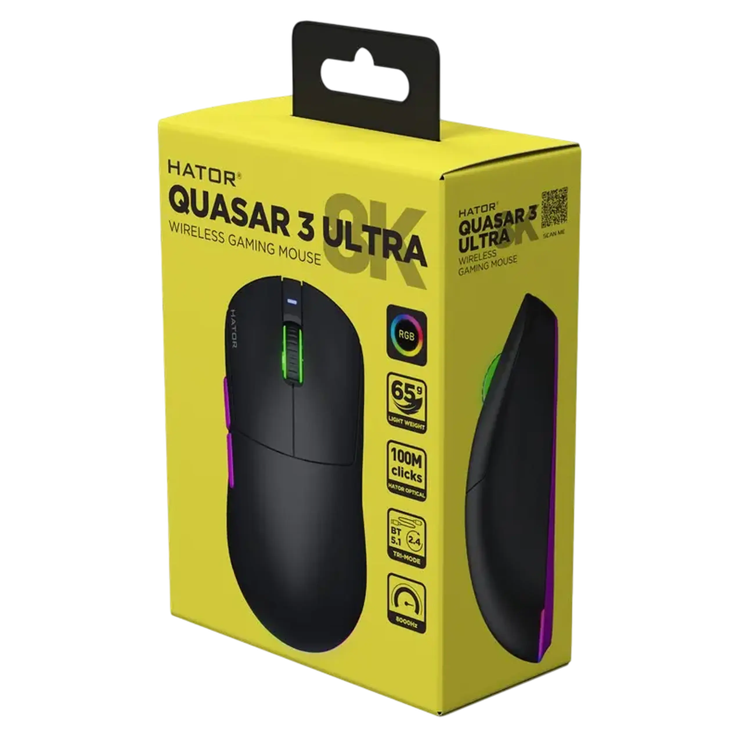 Gaming Mouse HATOR Quasar 3 8K, Negru