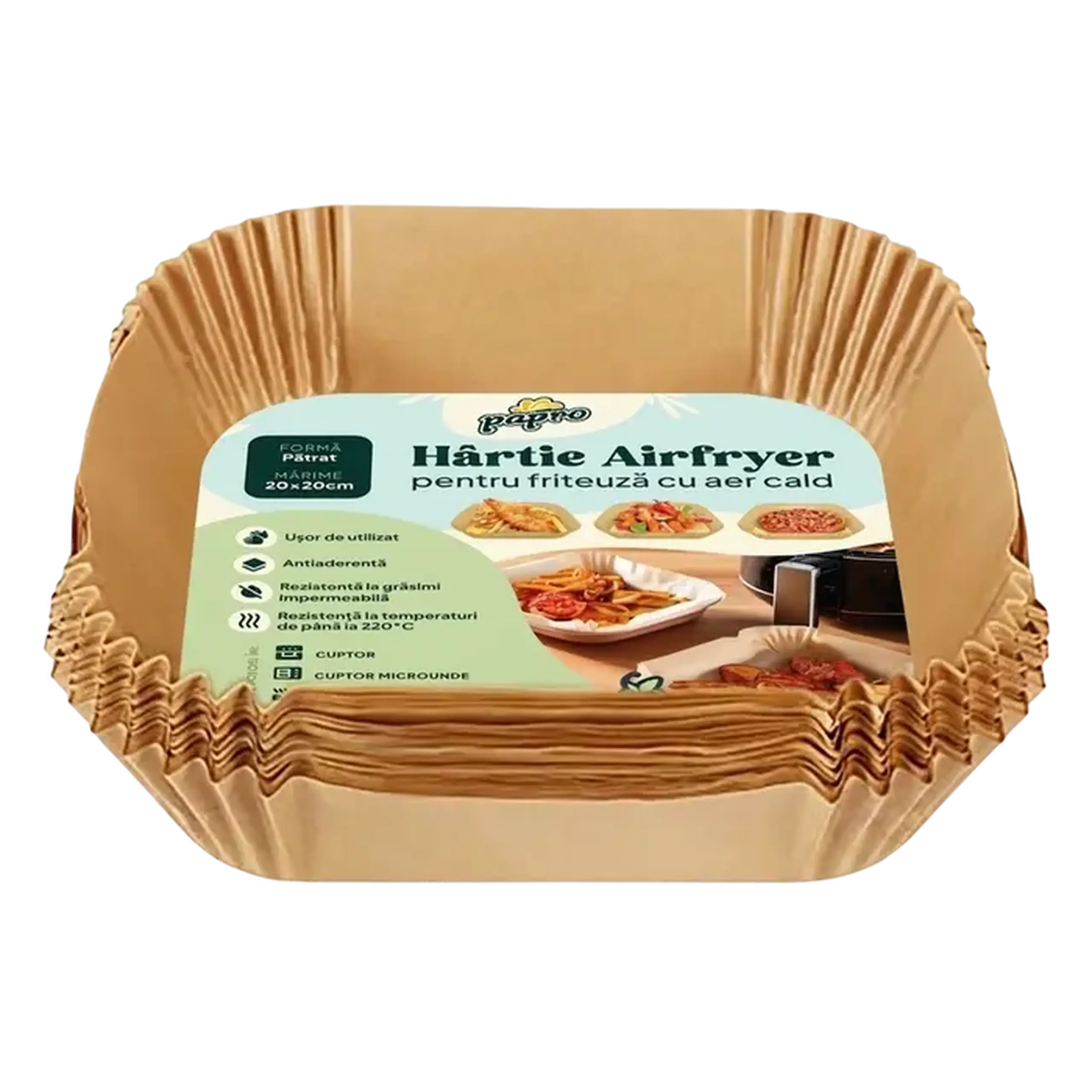 Hârtia de copt Papro Square Air Fryer Paper, Bej