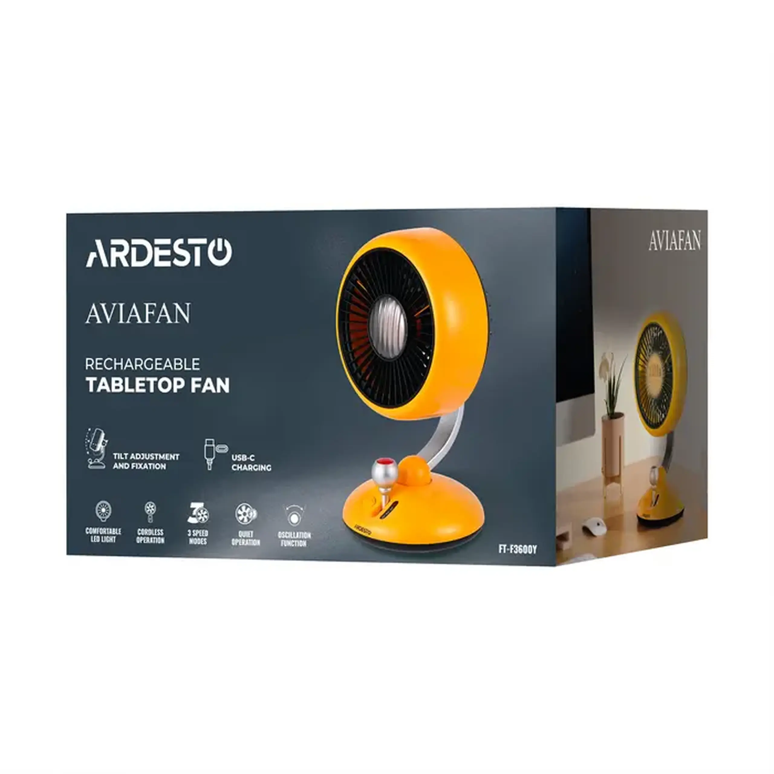 Ventilator Ardesto FT-F3600Y, Galben