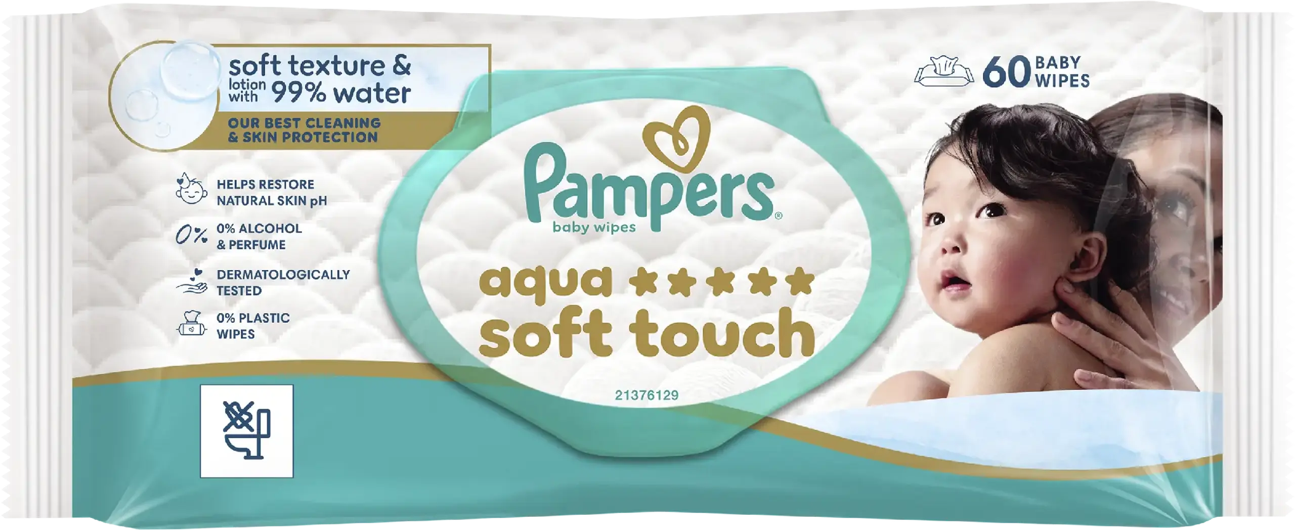 PAMPERS BABY WIPES AQUA SOFT TOUCH 60