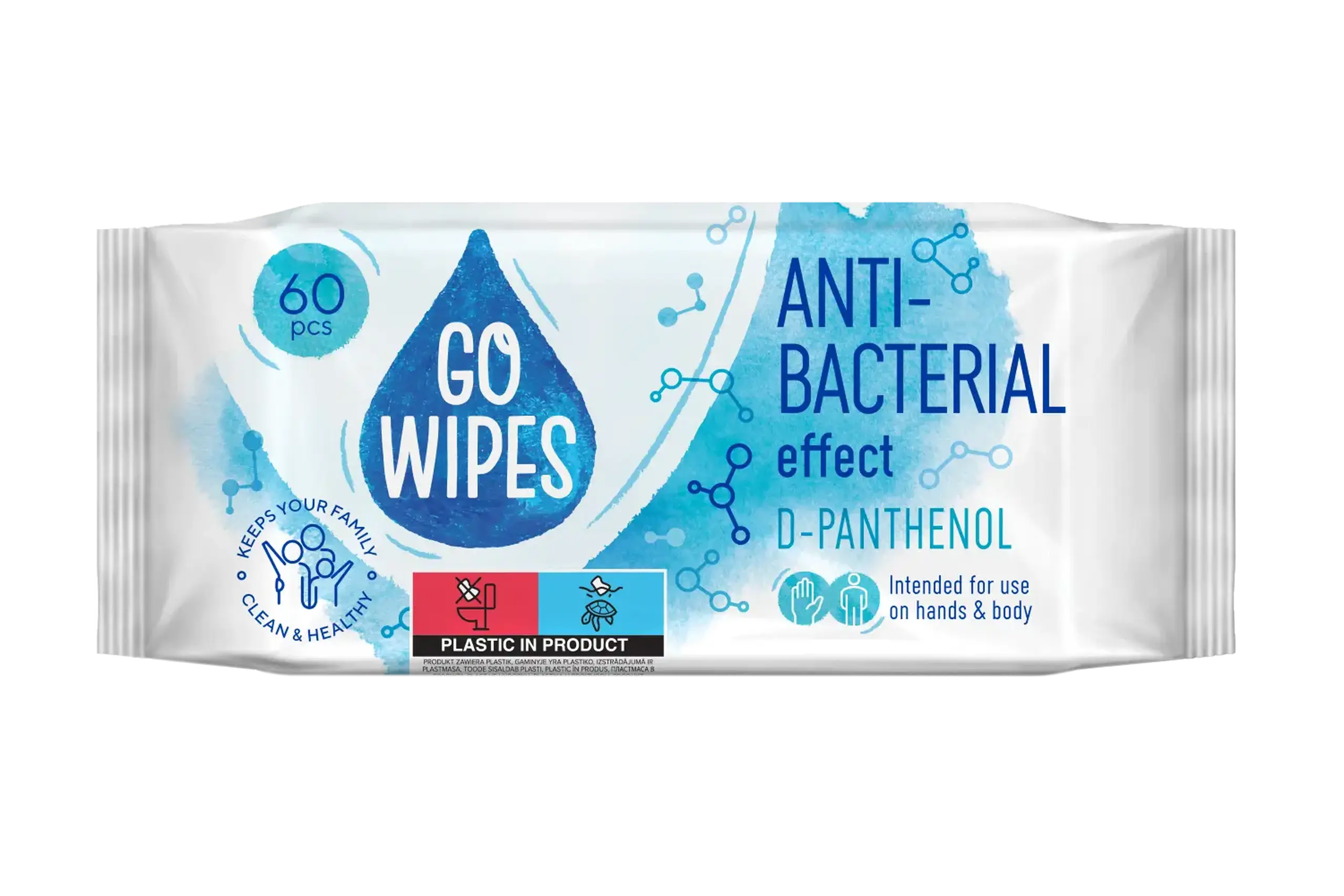 GO WIPES SERVETELE UMEDE  ANTIBACTERIENE 60BUC