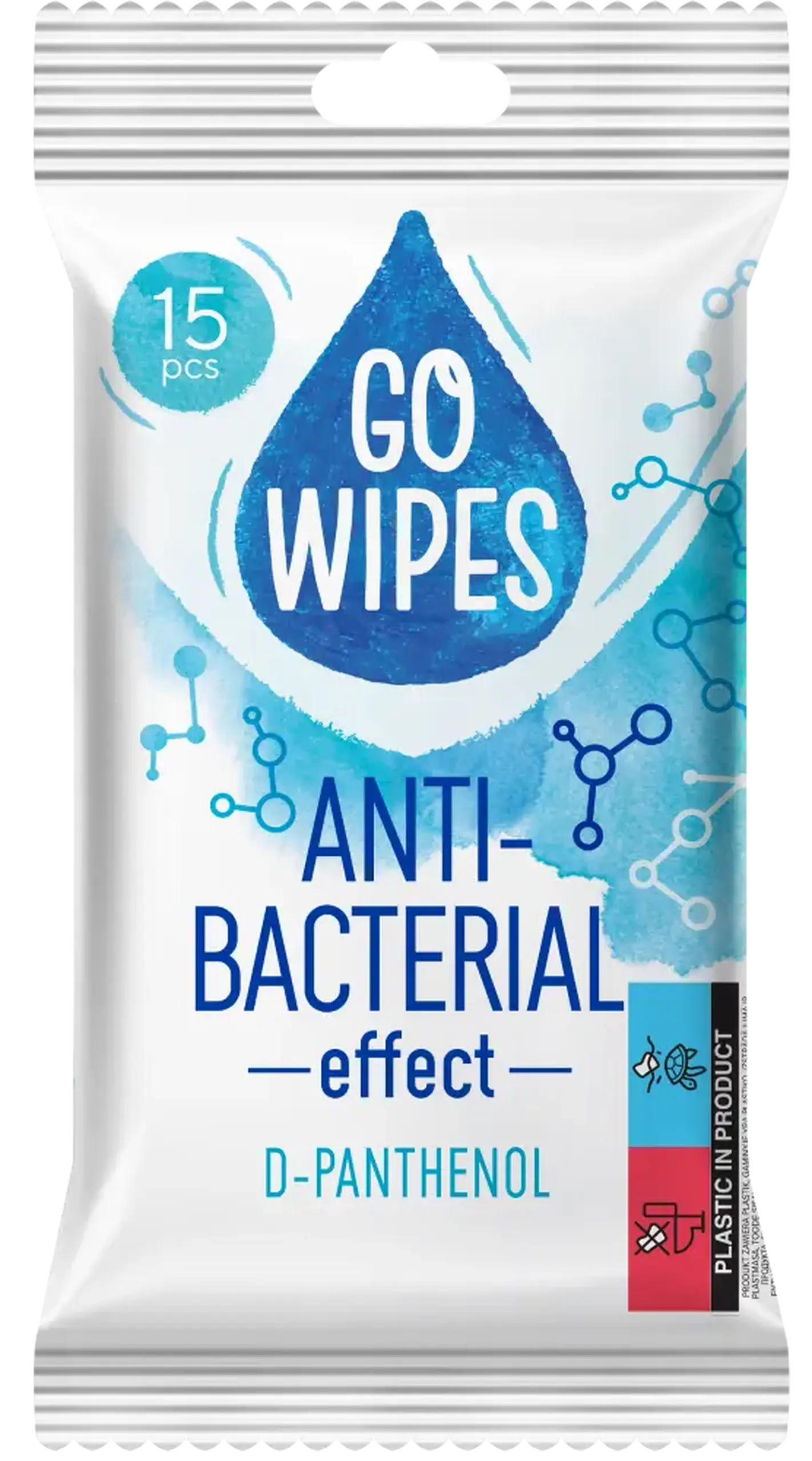 GO WIPES SERVETELE UMEDE ANTIBACTERIENE 15BUC