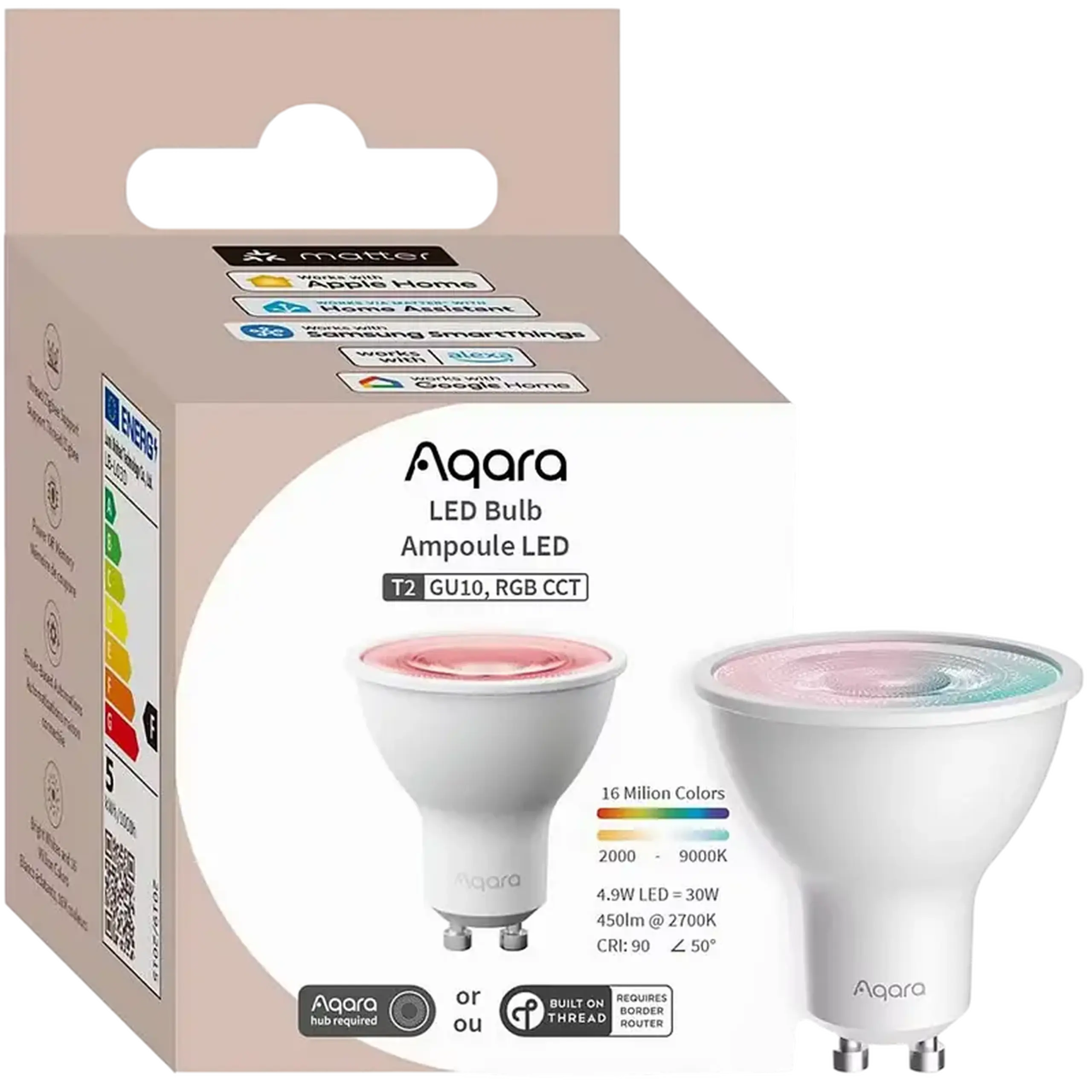 Bec cu LED AQARA T2 (GU10), E27, RGB + Alb Cald