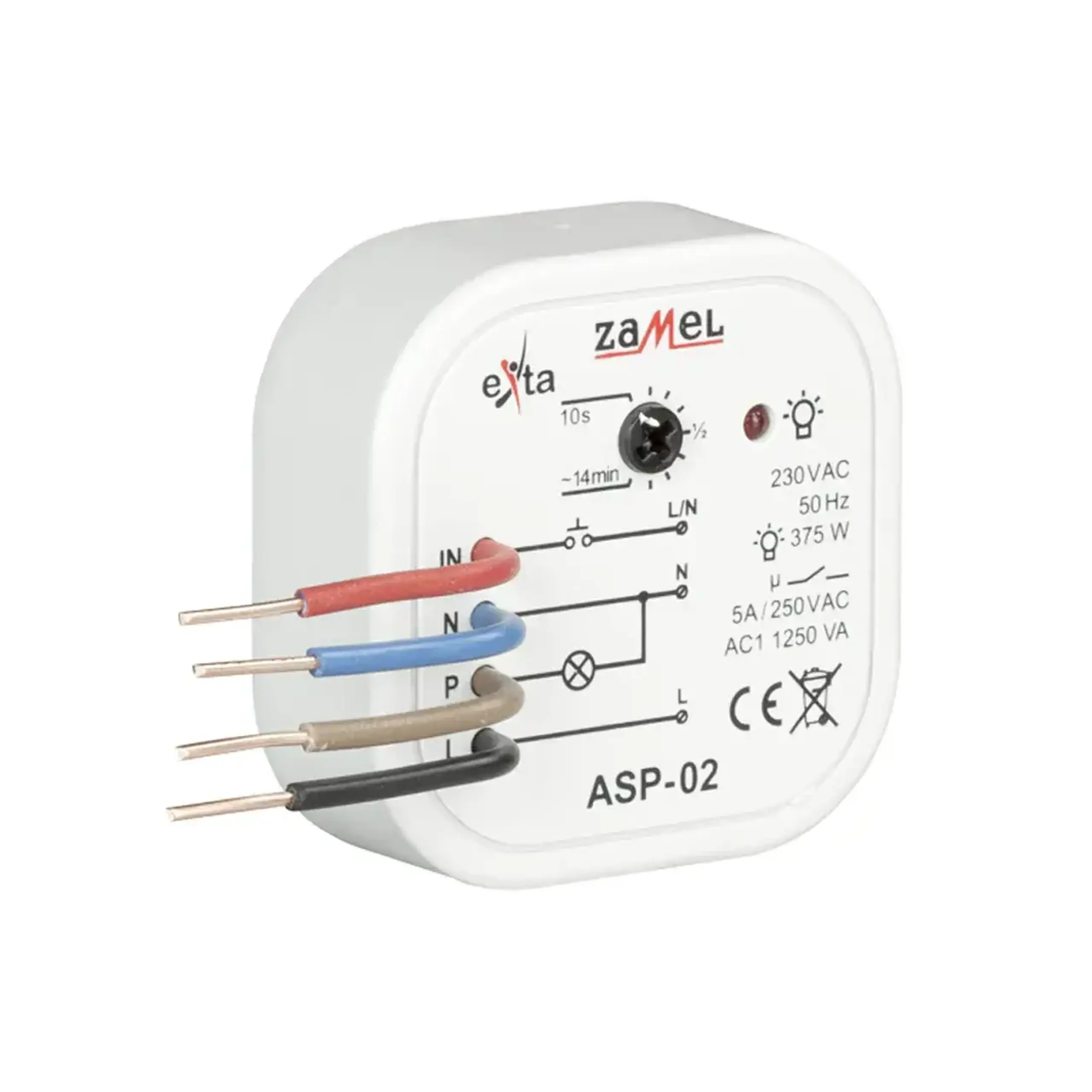 Releu de timp ASP-01 Întârziere la deconectare 2 A 220 - 240 V IP20 Zamel - Curent (A) 5 A