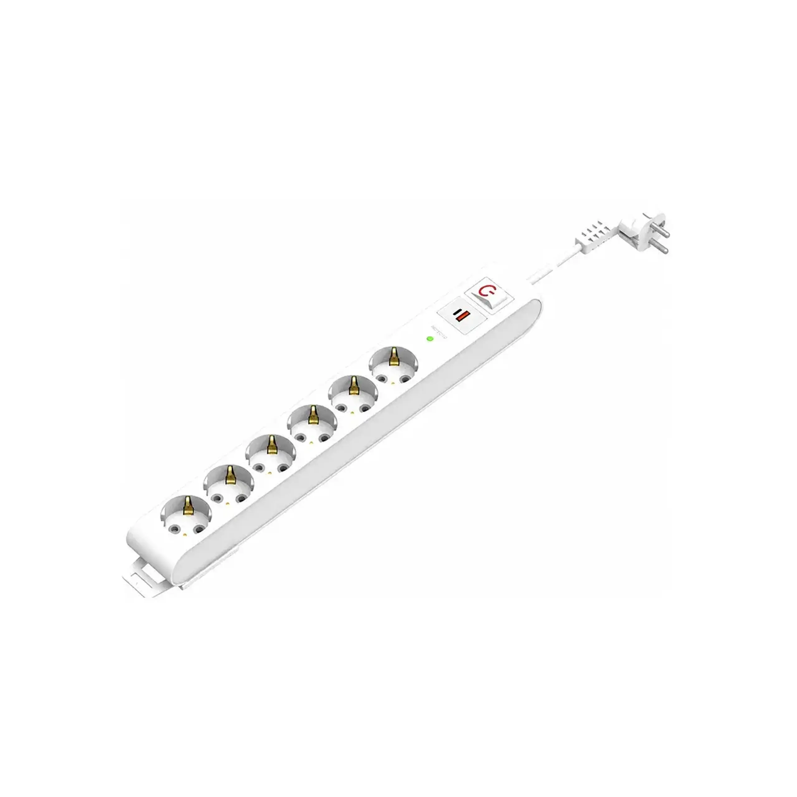 Prelungitor cu filtru cu împământare și întrerupător 6 + USB A + USB Type C 1.5 m 16 A Horoz