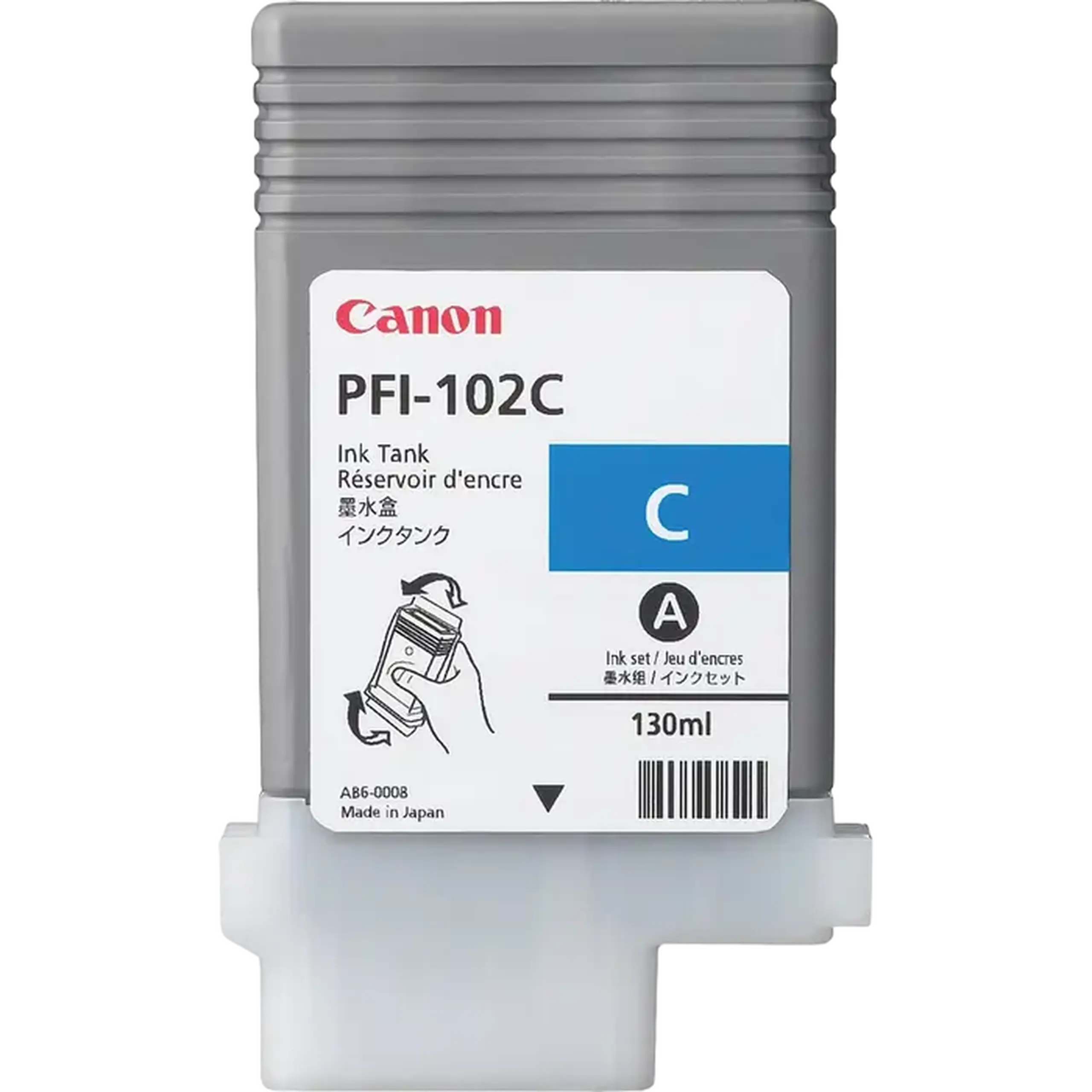 Cartuș de cerneală Canon PFI-102, 130ml, Cyan