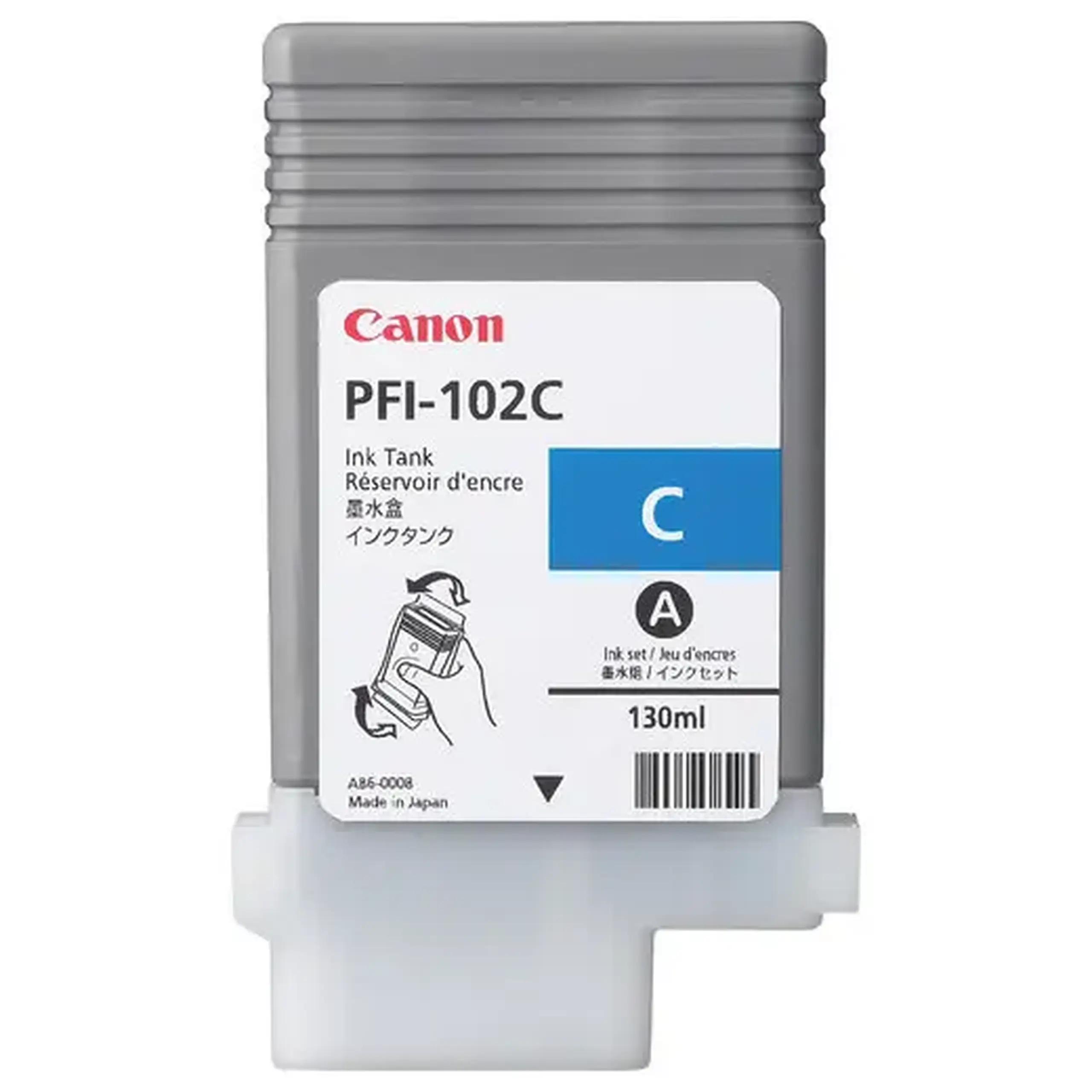 Cartuș de cerneală Canon PFI-102, 130ml, Cyan