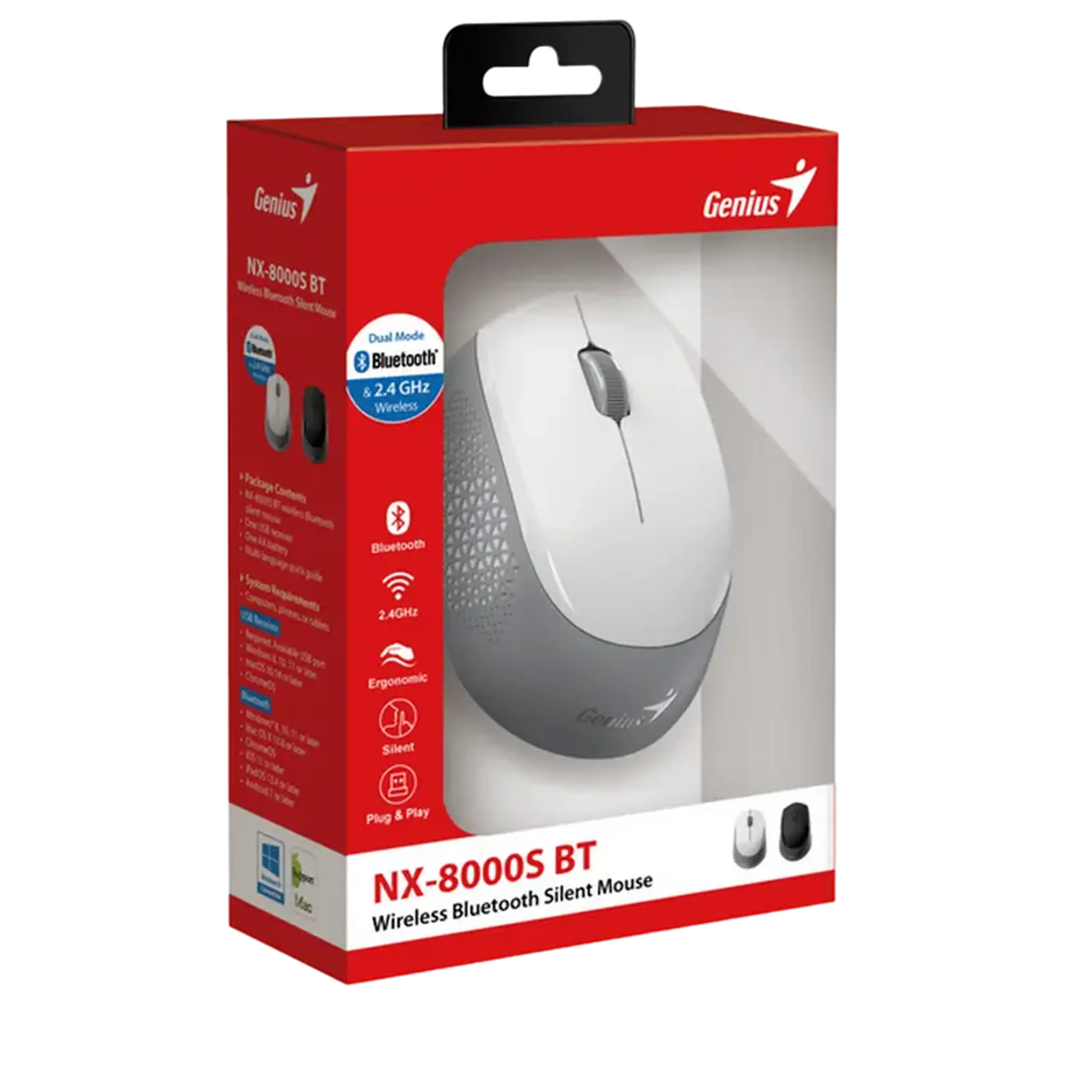 Mouse Wireless Genius NX-8000S BT, Alb