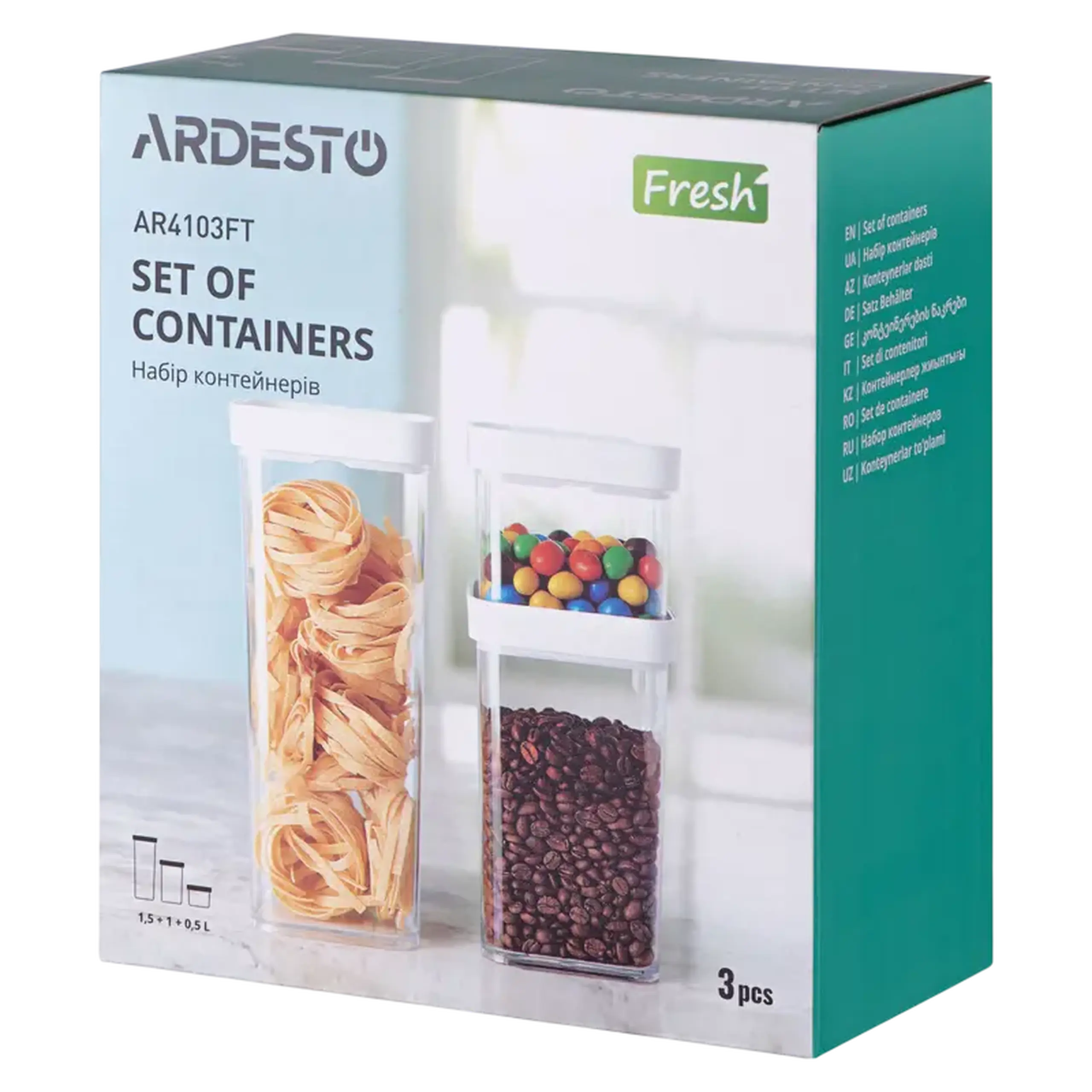 Set de containere Ardesto AR4103FT, Transparent