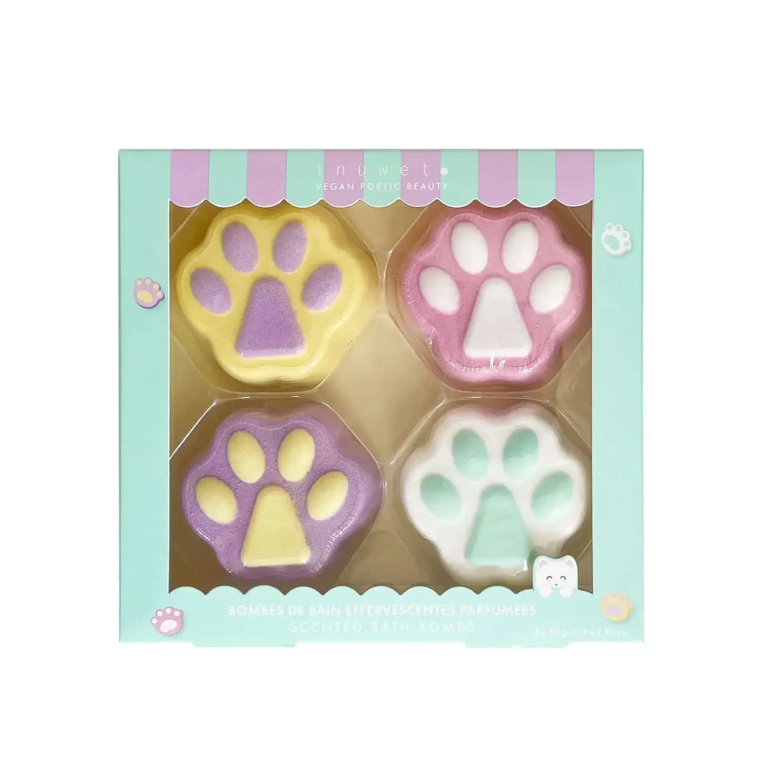 Set 4 bombe efervescente de baie Fizzy Kitty — Inuwet