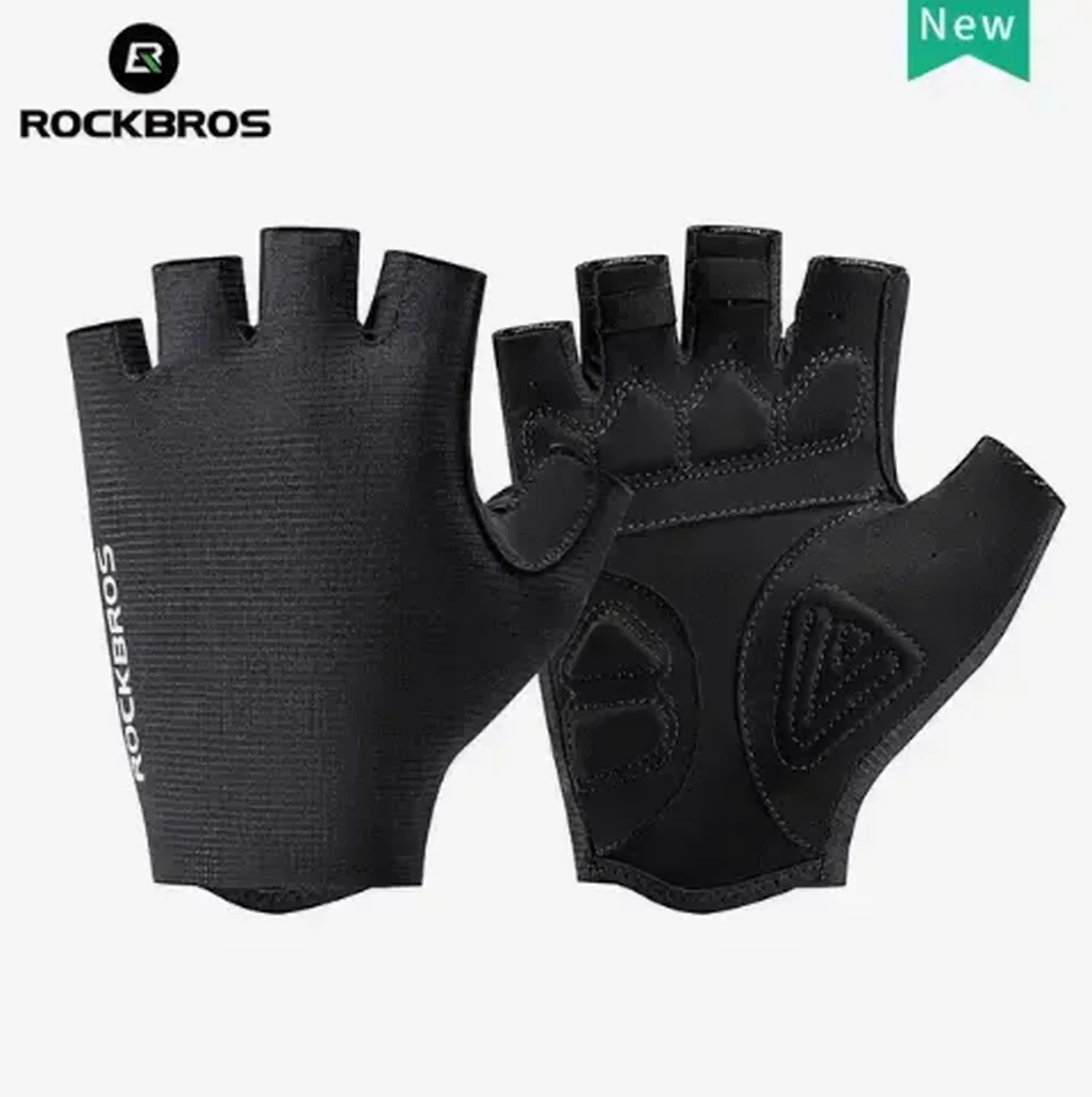 Manusi de ciclism ROCKBROS, anti-alunecare MTB, marime M, Negru – 16220044