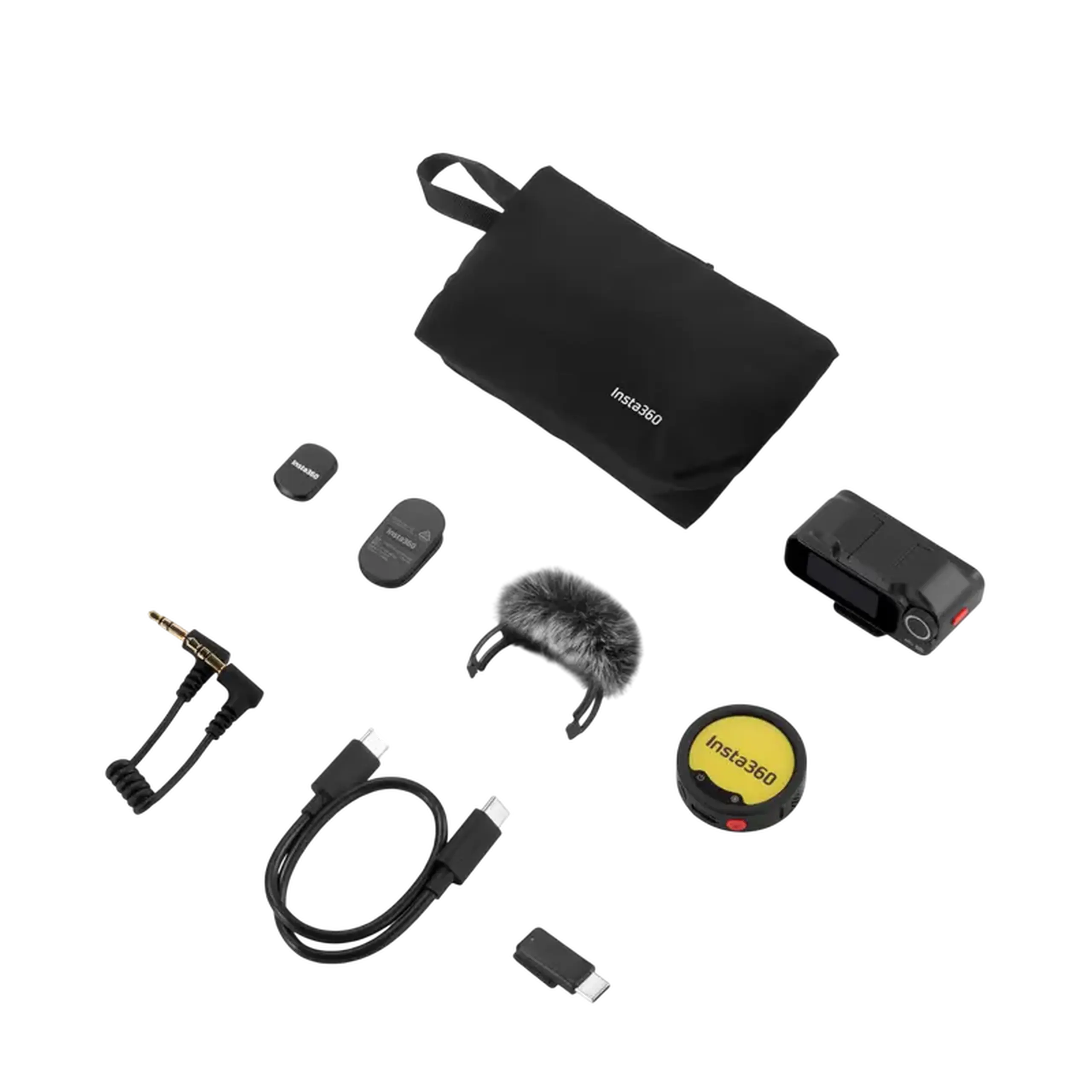 Microfon portabil pentru înregistrare vocală Insta360 Mic Pro (1 TX + 1 RX), Fără fir, Negru
