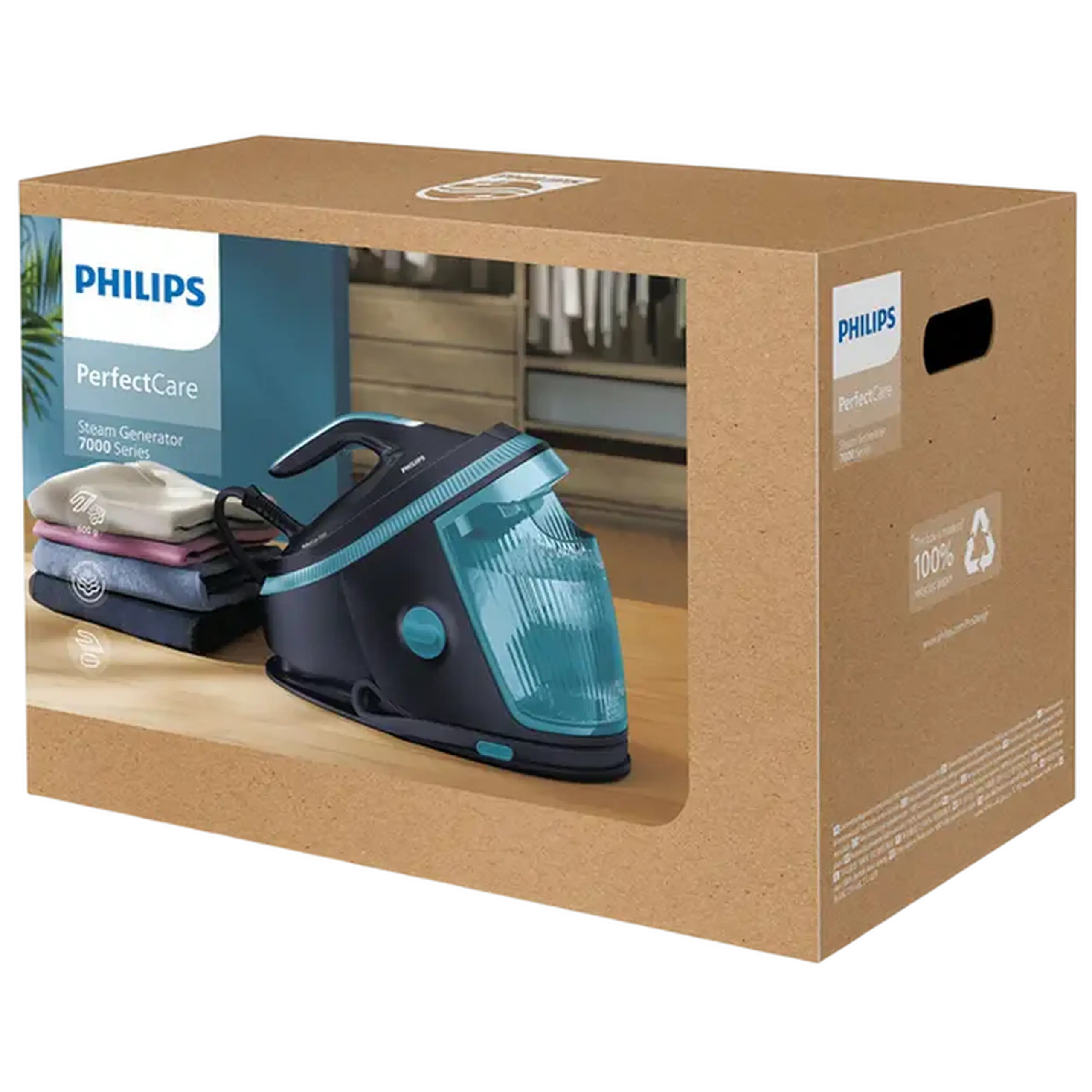Fier de călcat cu generator de abur Philips PSG7200/20, 3120W, Albastru