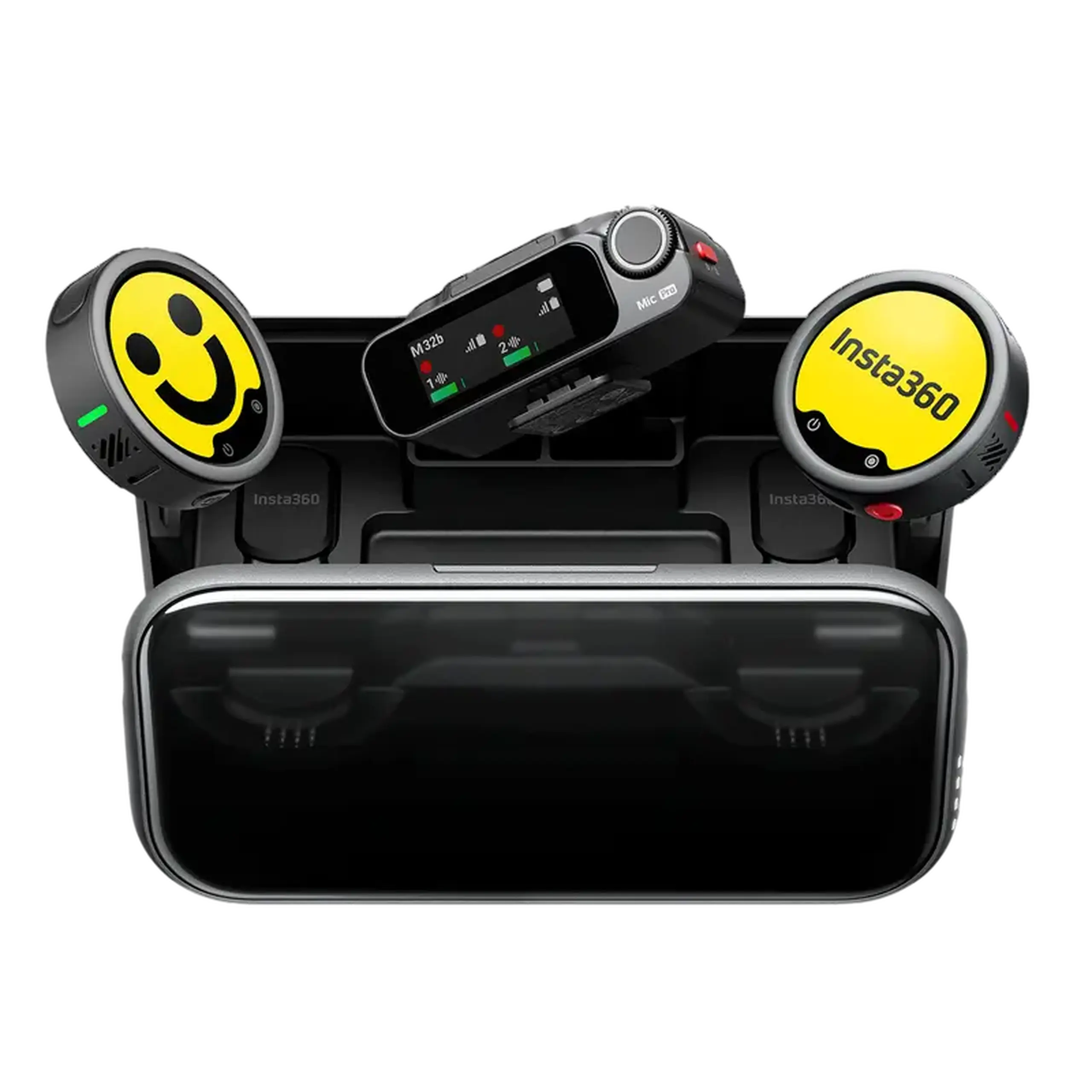 Microfon portabil pentru înregistrare vocală Insta360 Mic Pro (2 TX + 1 RX), Fără fir, Negru