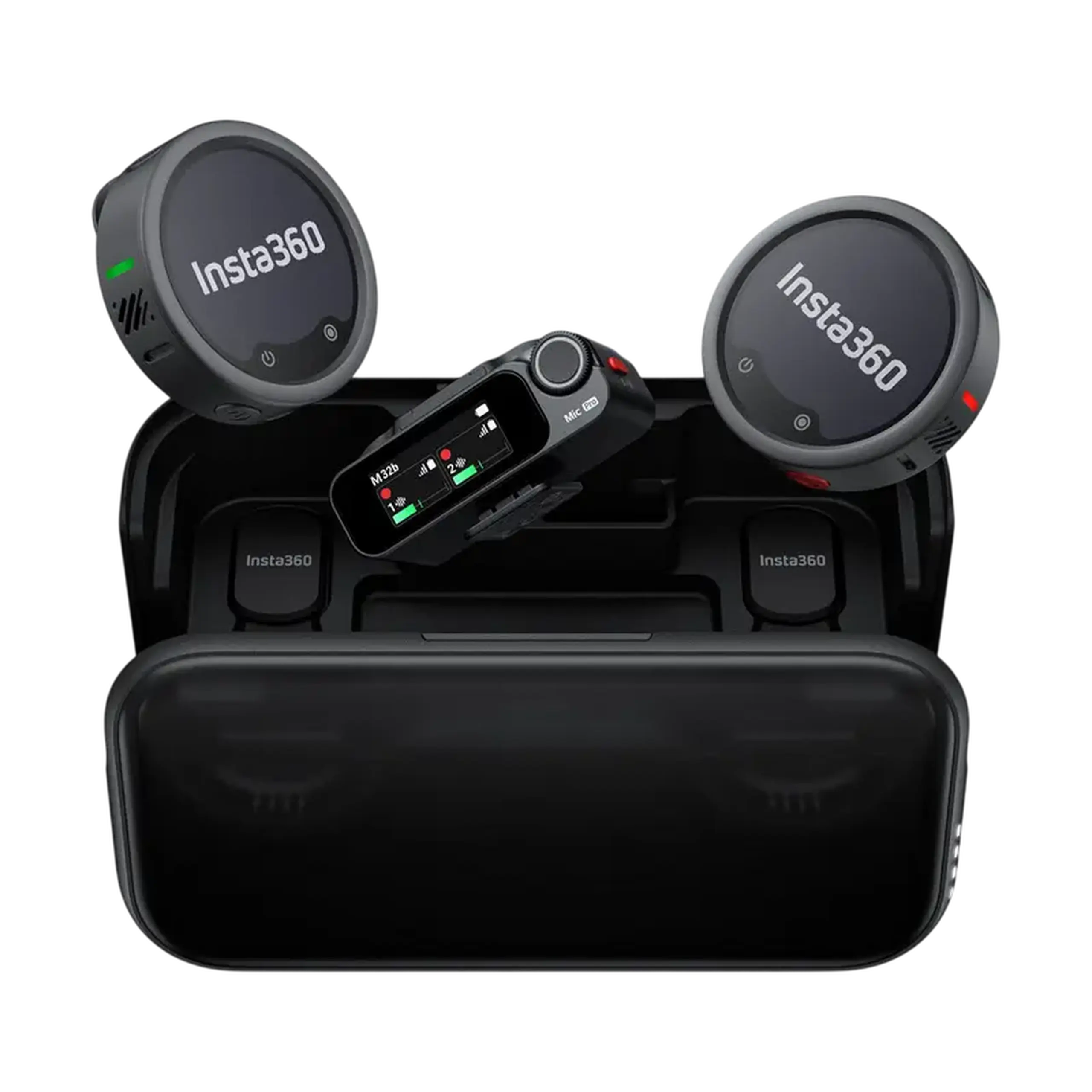 Microfon portabil pentru înregistrare vocală Insta360 Mic Pro (2 TX + 1 RX), Fără fir, Negru