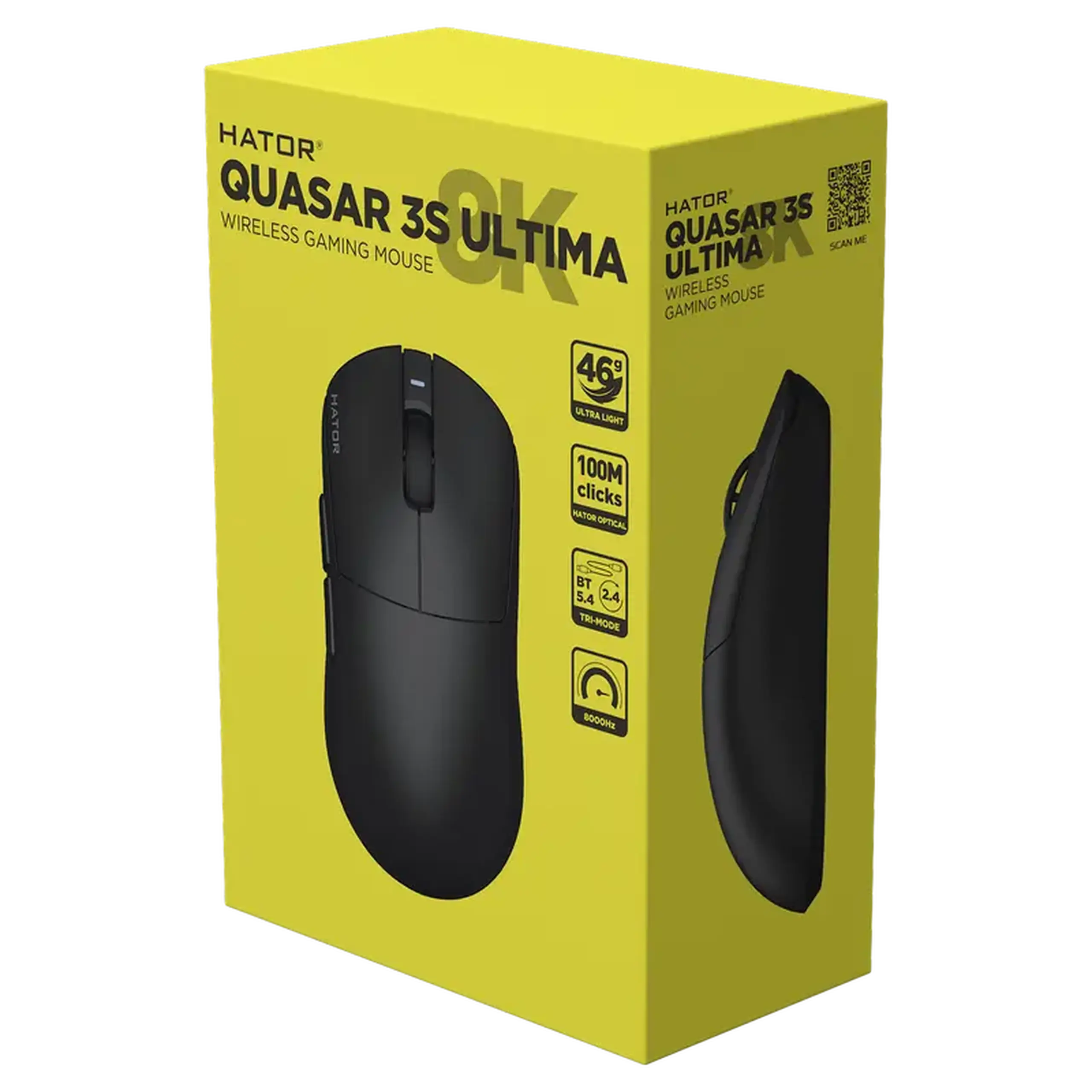 Mouse HATOR Quasar 3S Ultima 8K, Negru