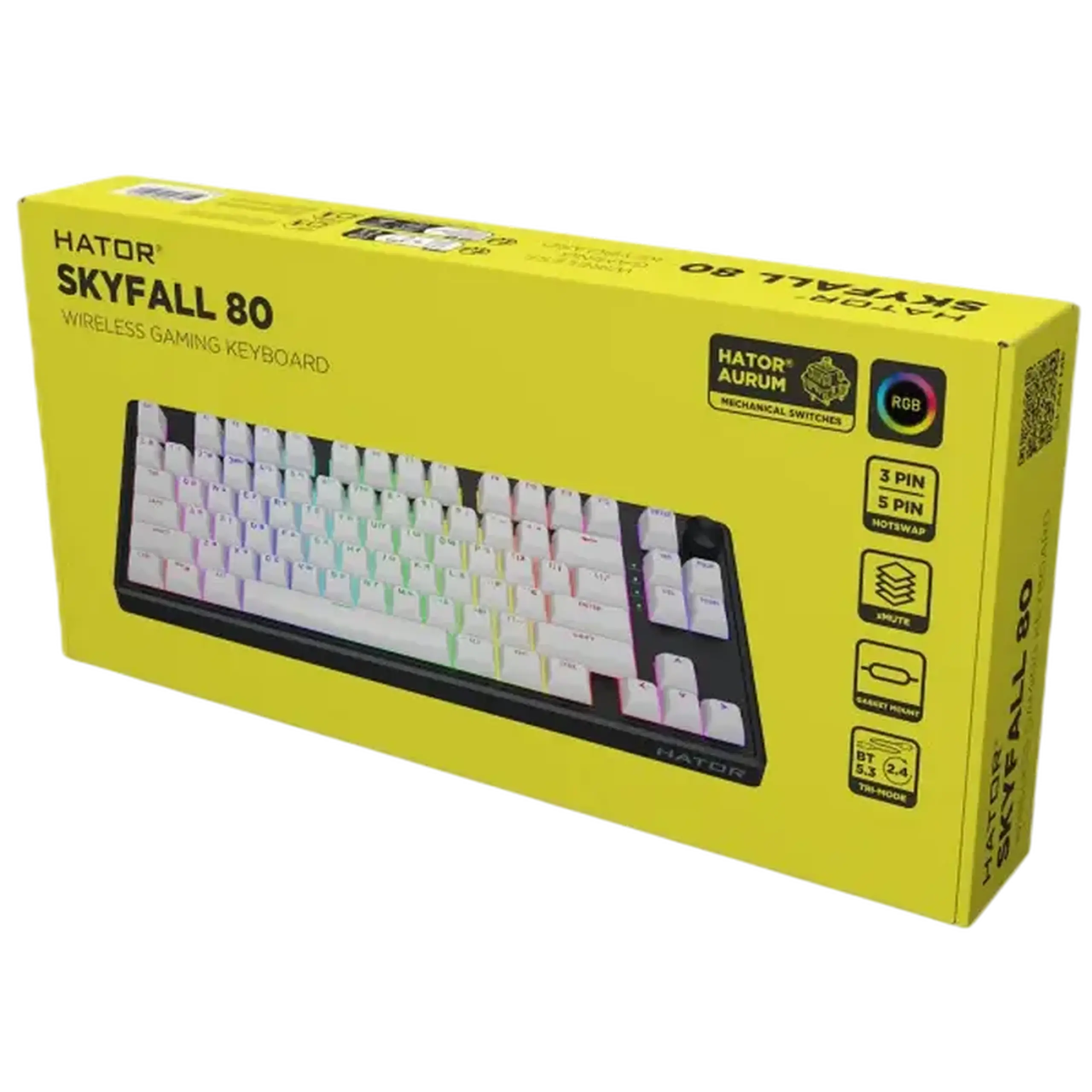 Tastatură HATOR Skyfall 80, Cu fir / Fără fir, Negru
